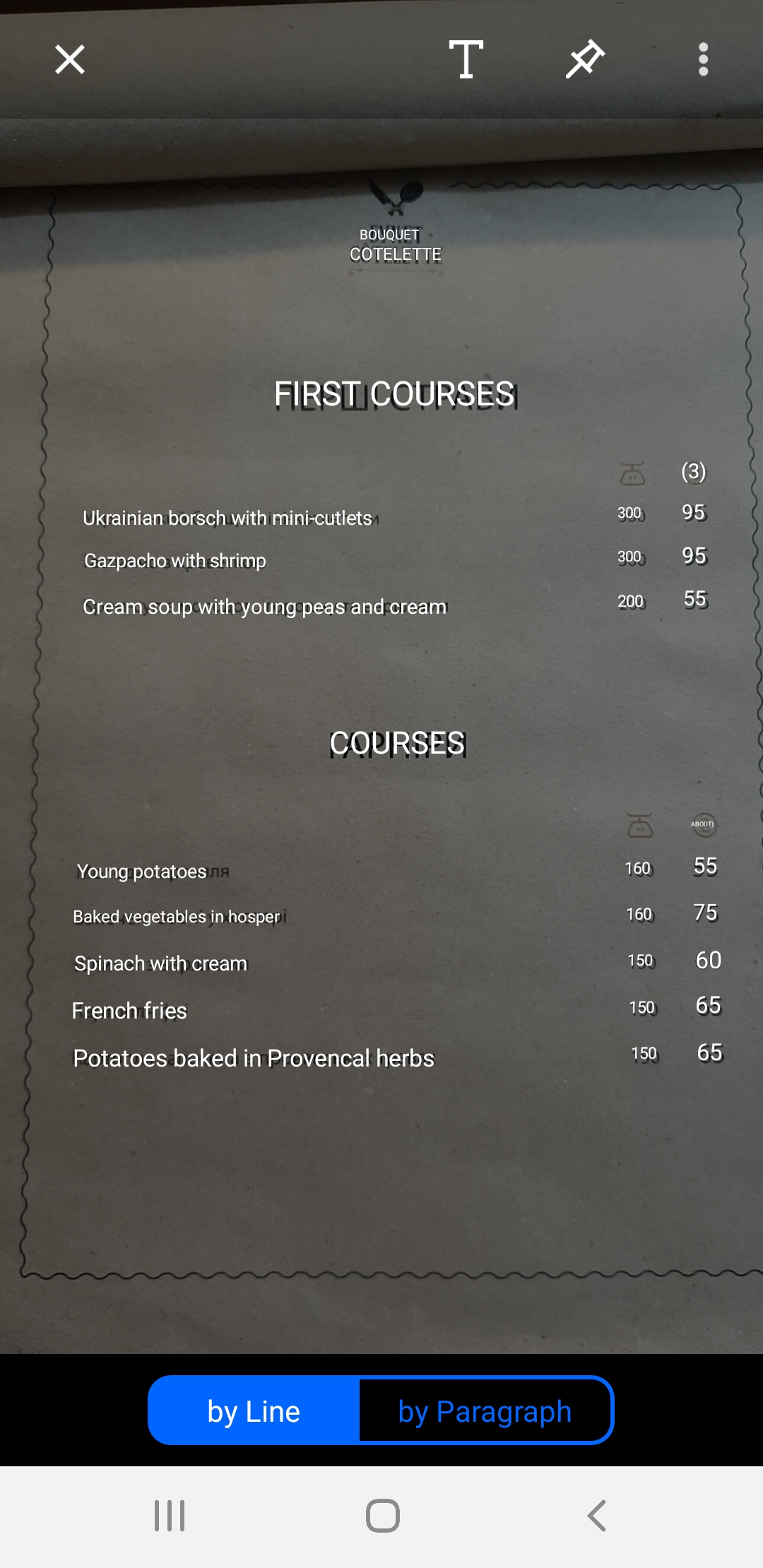 Букет Côtelette menu 10