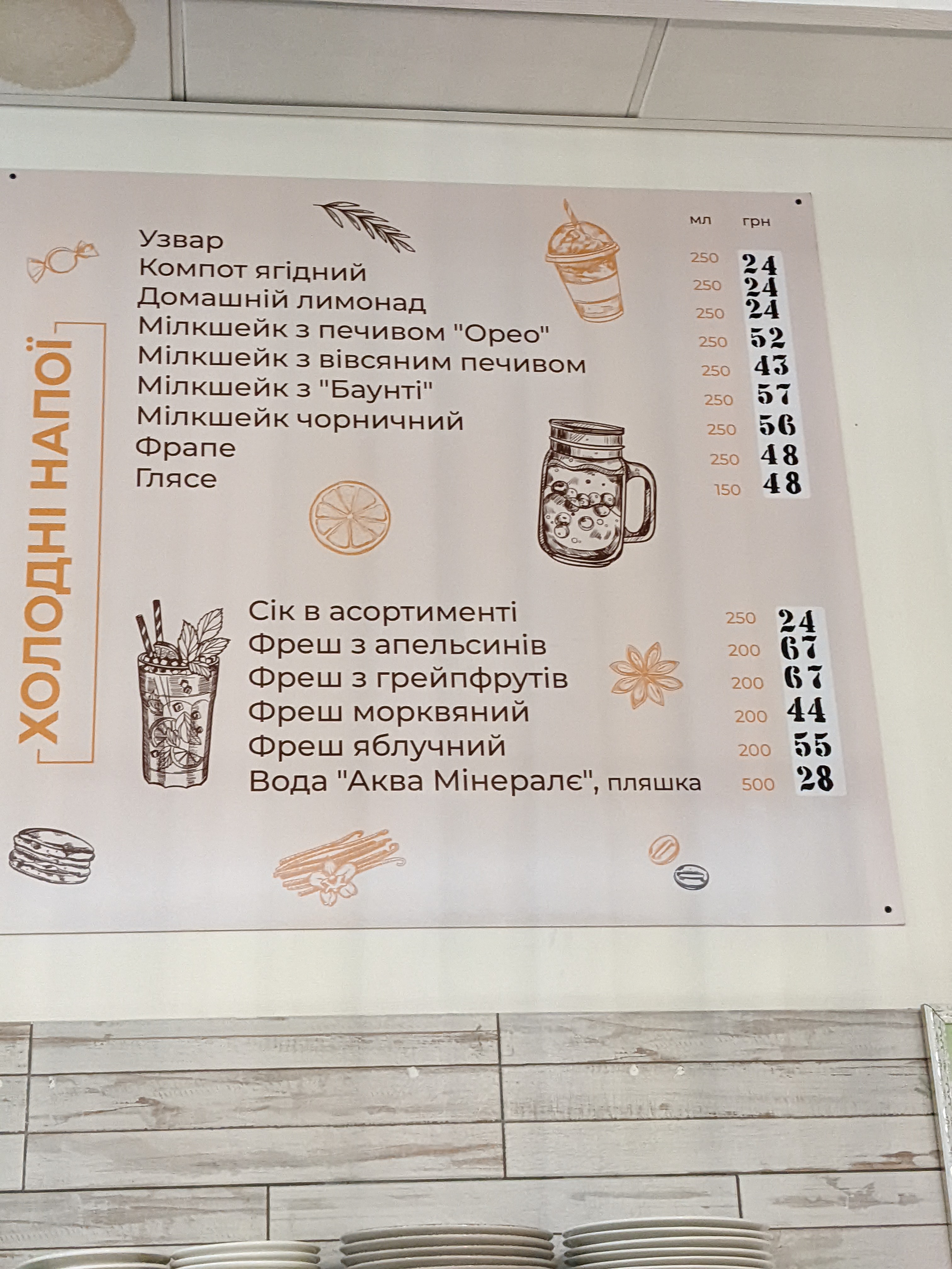 Vasylevi Pyrohy menu 2