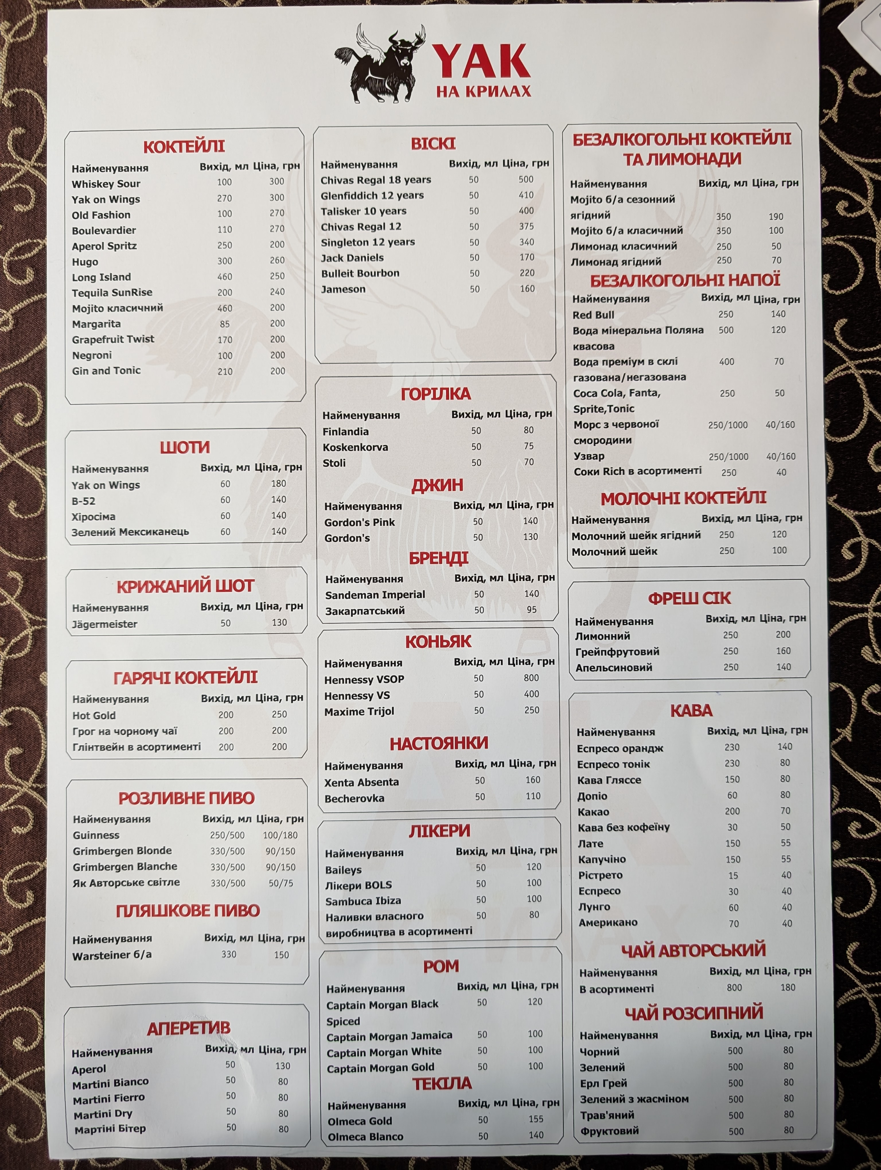 Yak Na Krilyah menu 1
