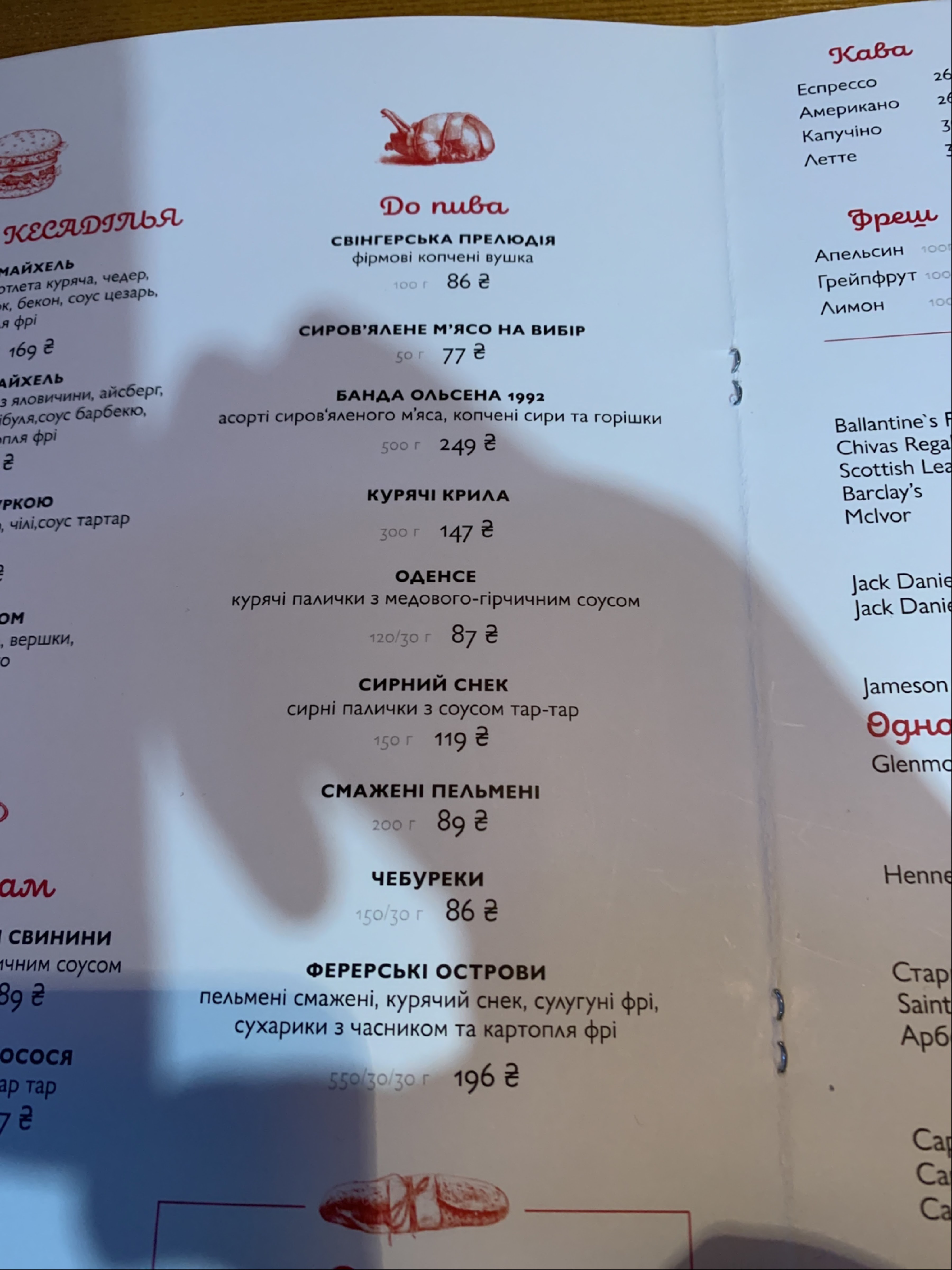 Andersen Brand Pub menu 2