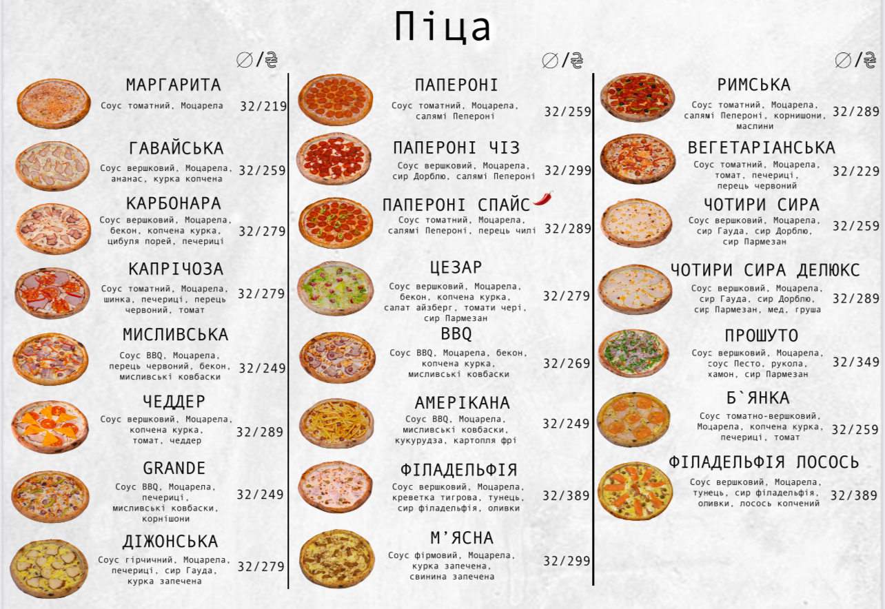 Grande Pizza menu 1