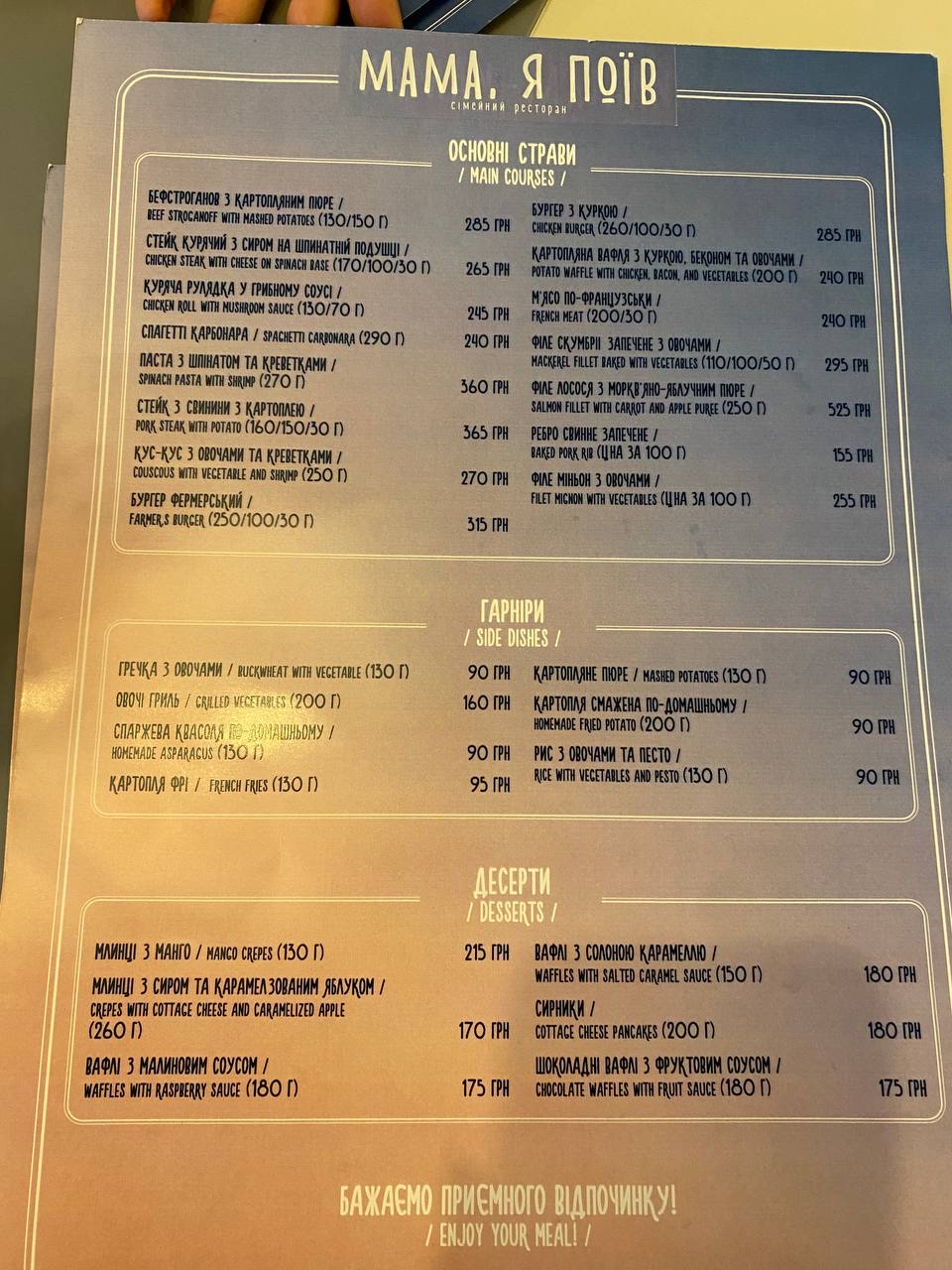 Мама, я поїв menu 4