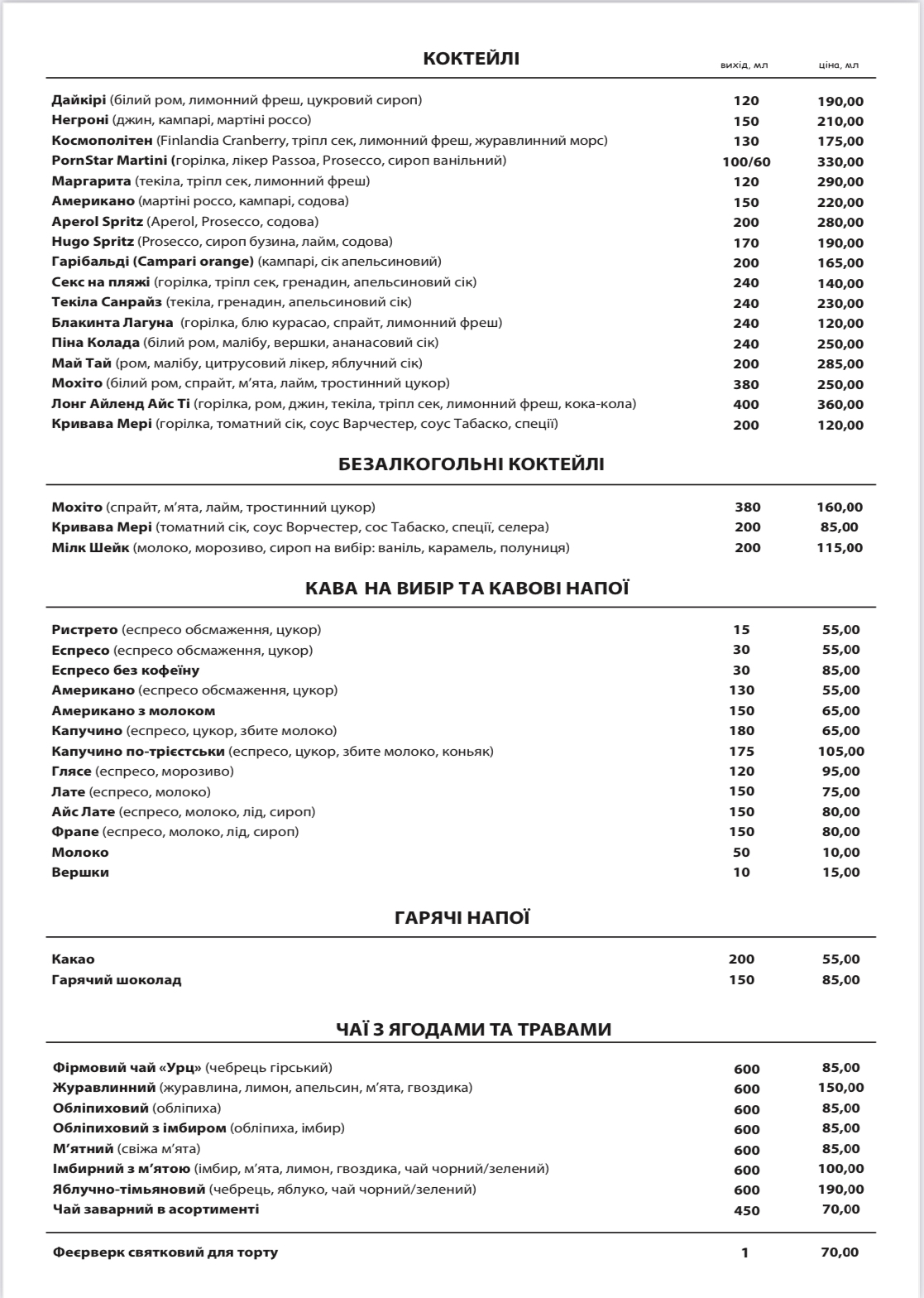 Goloseevsky yard menu 6