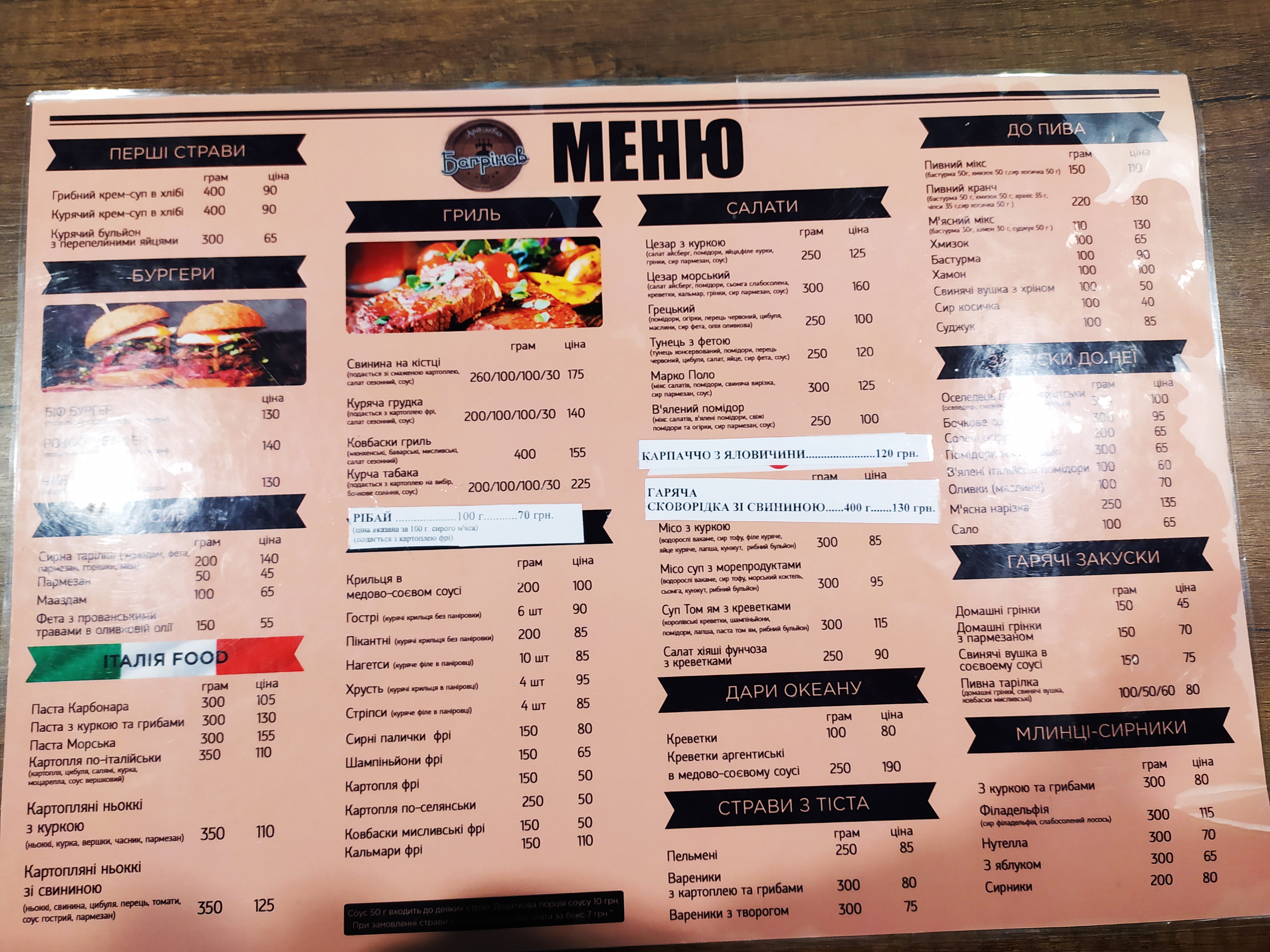 Bagrinov menu 2