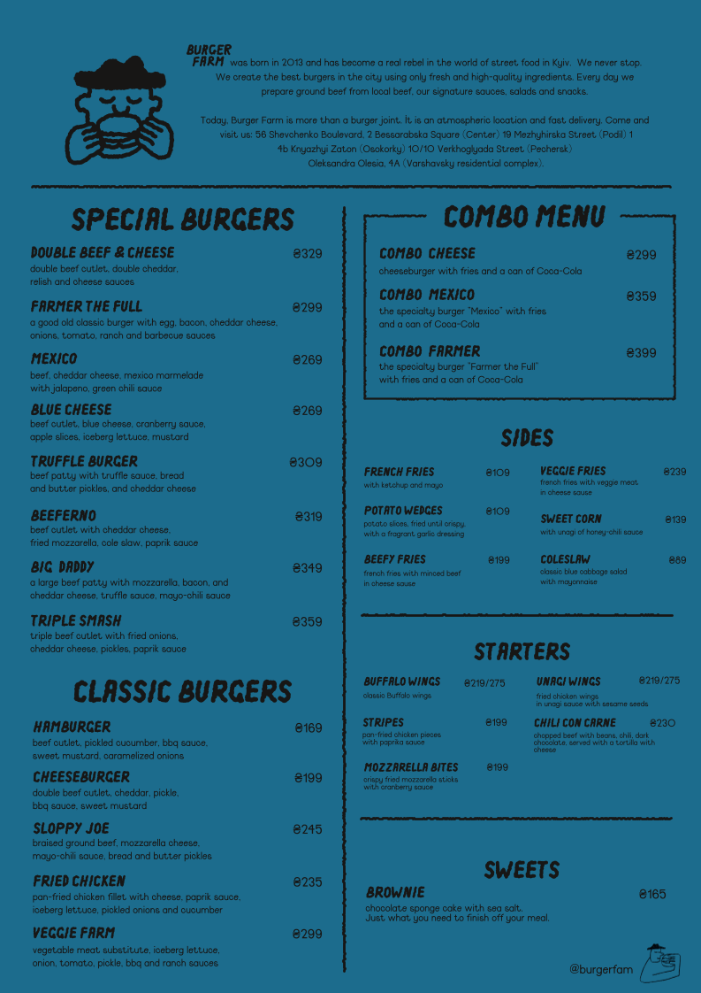 Burger Farm menu 1