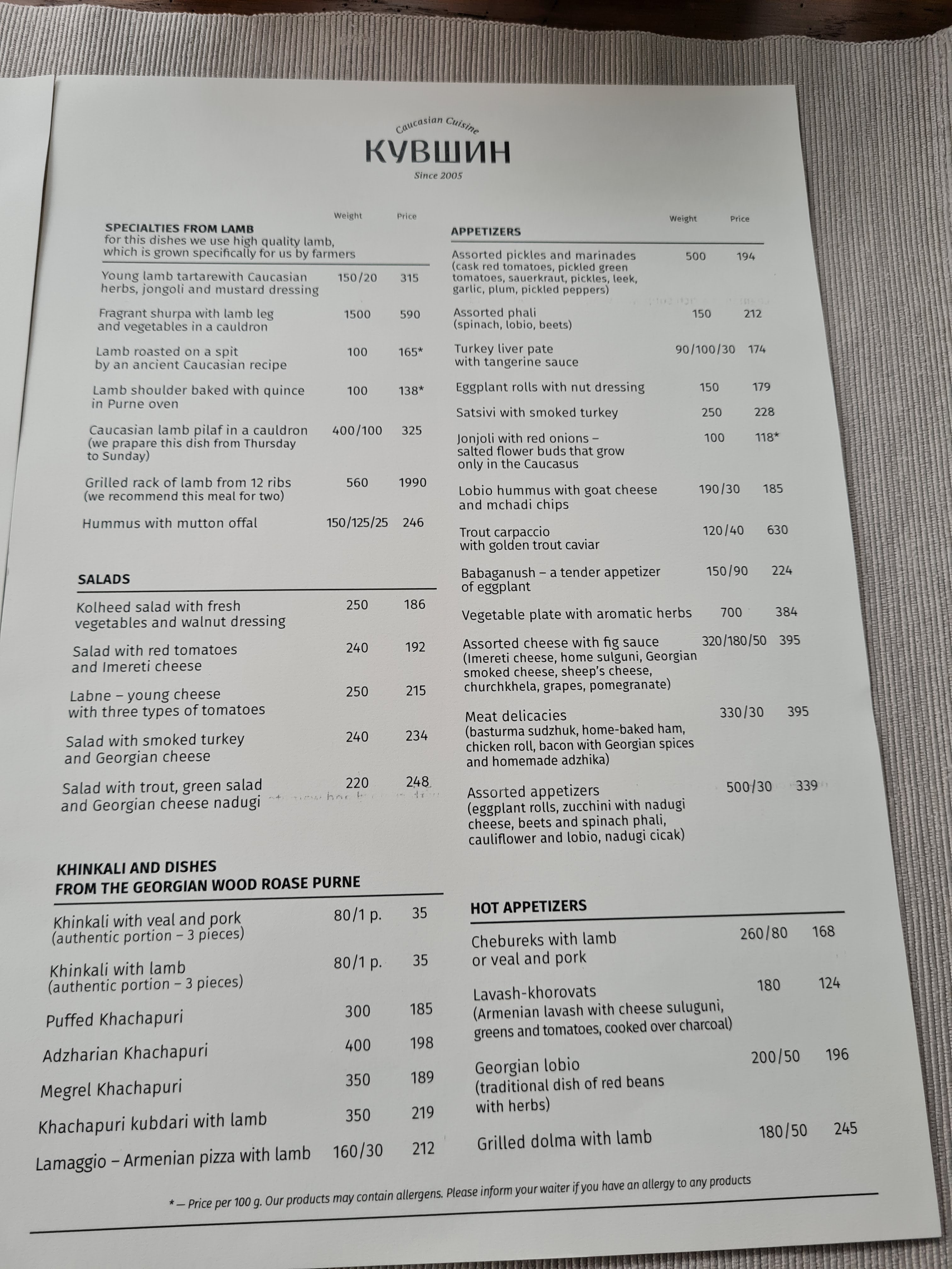 Kuvshyn menu 4