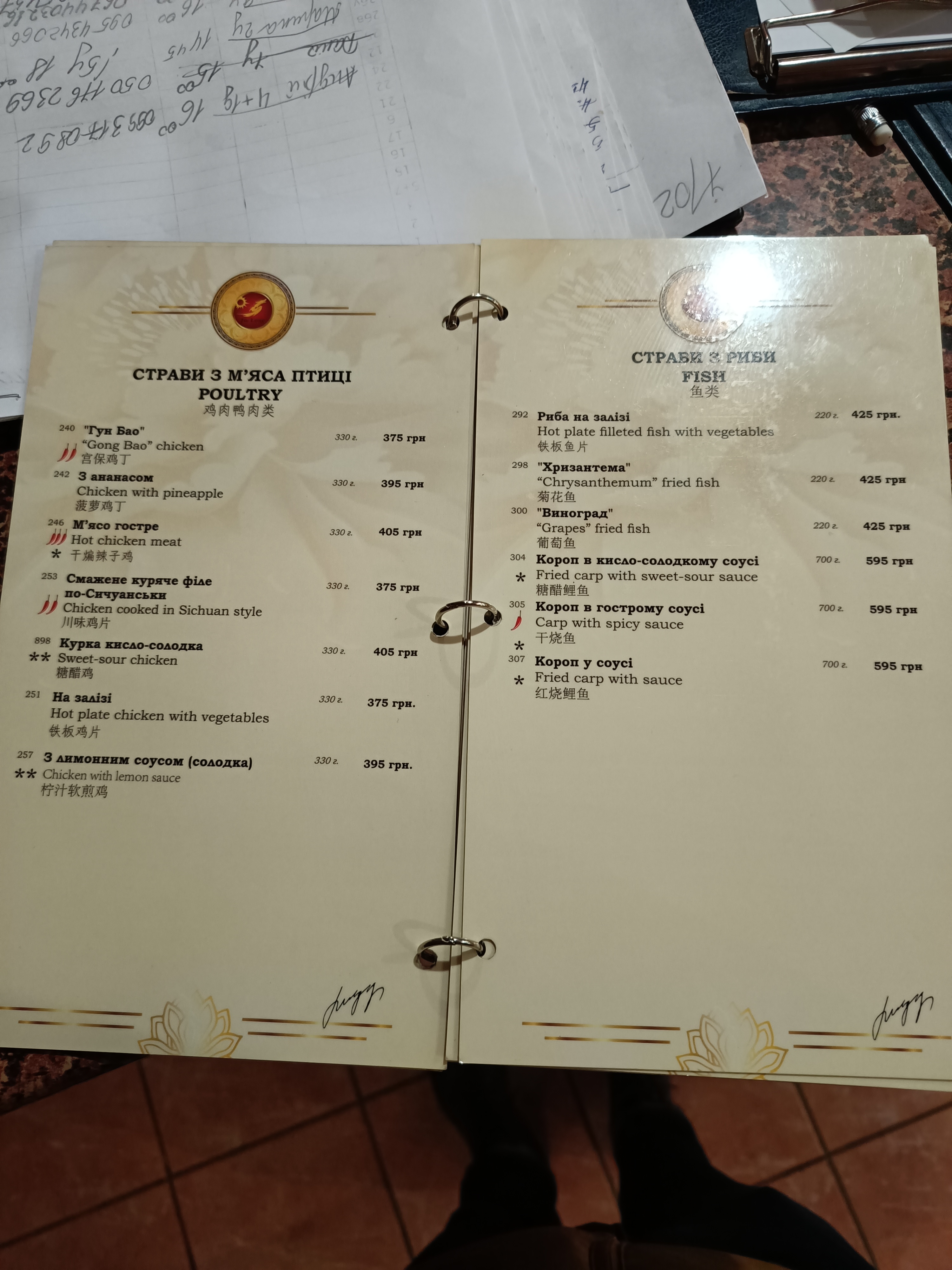 Dyu Long Restorant menu 1