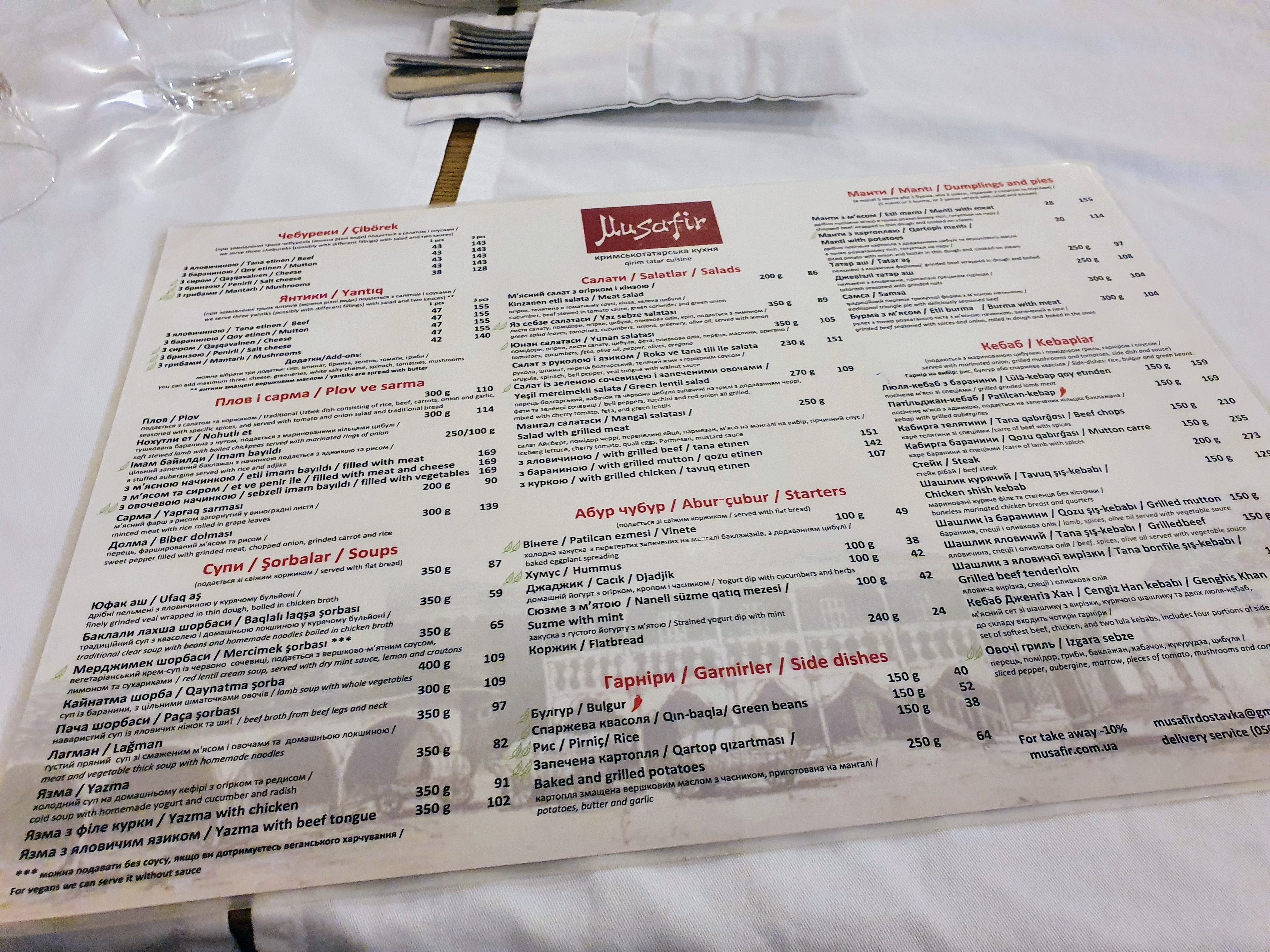 Musafir menu 6