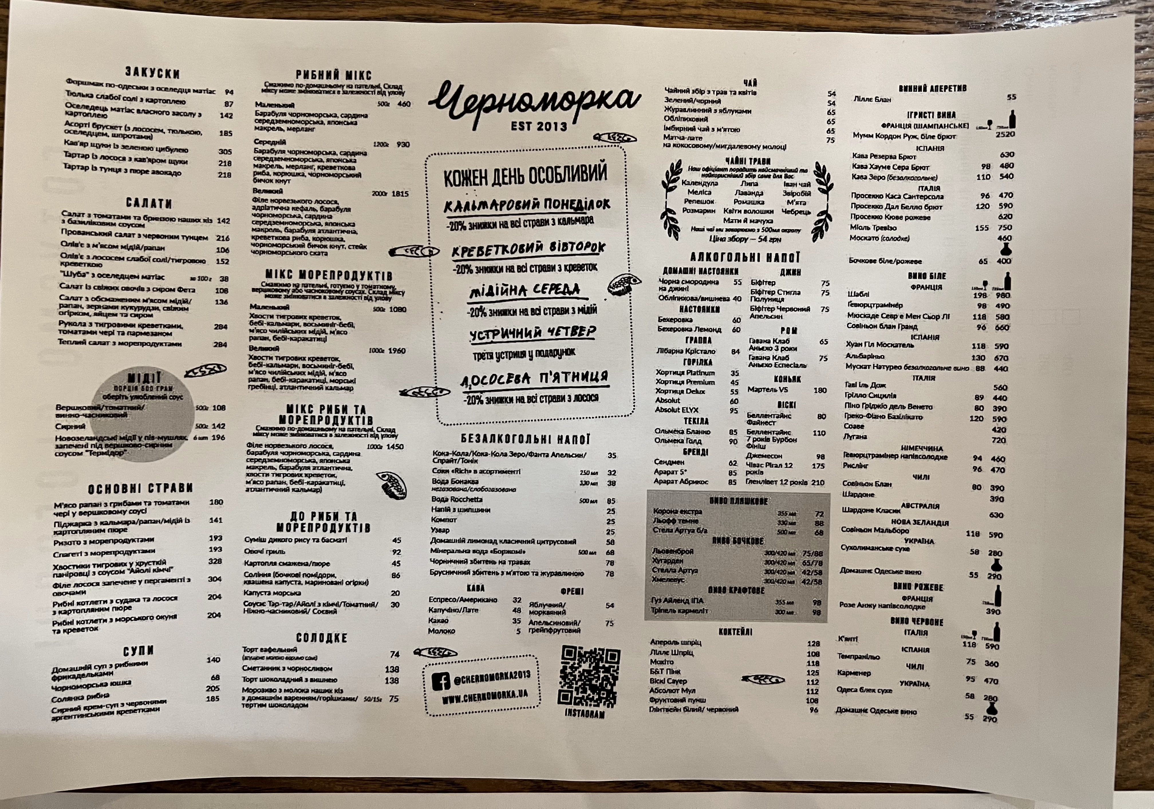 Chernomorka on V. Vasylkivska menu 3