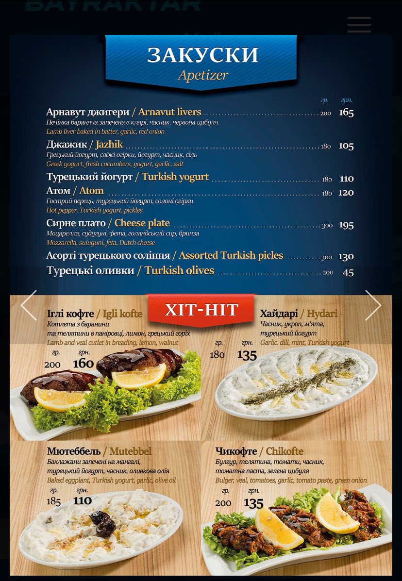 Bayraktar menu 8