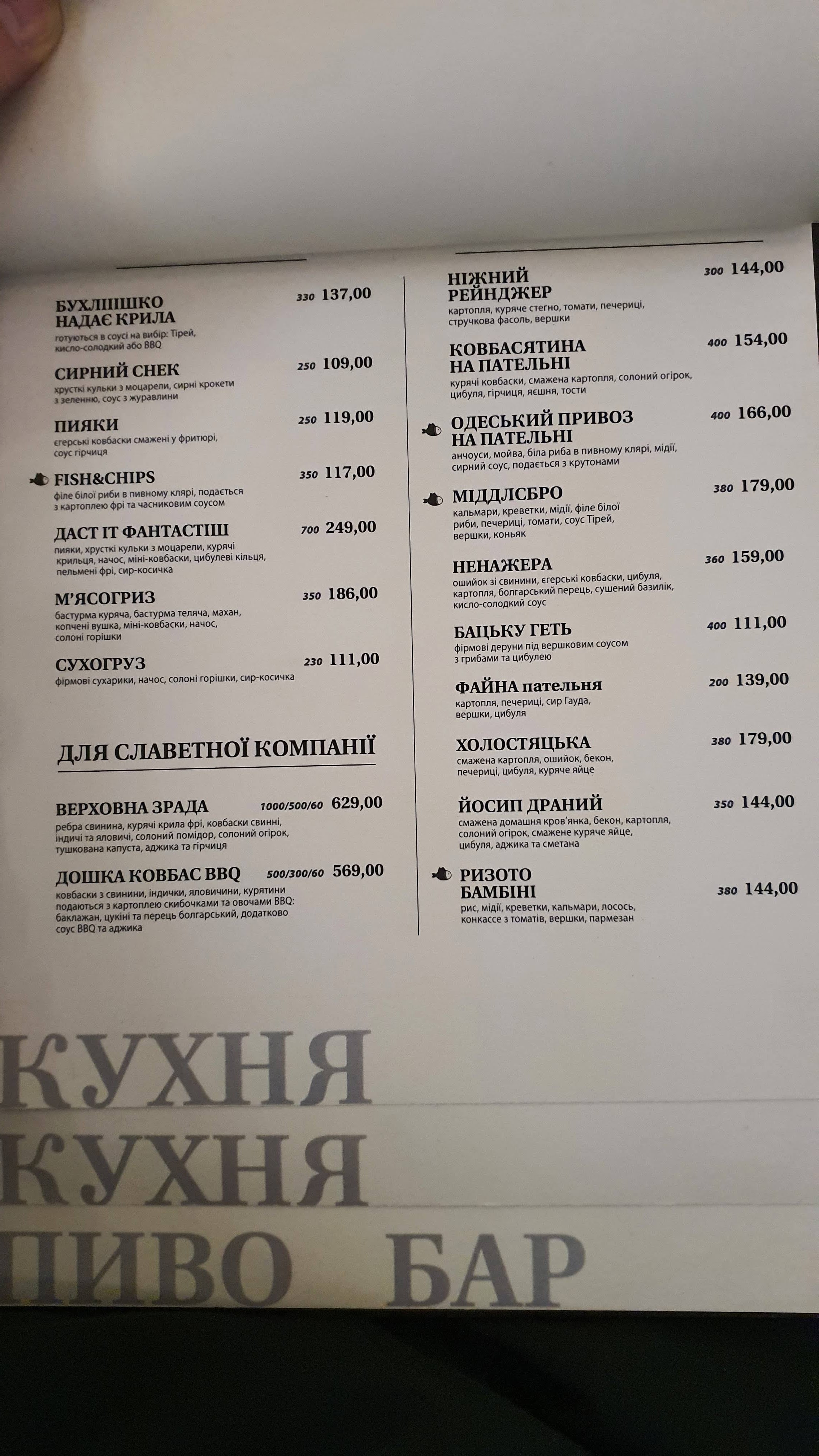 Podshoffe menu 11