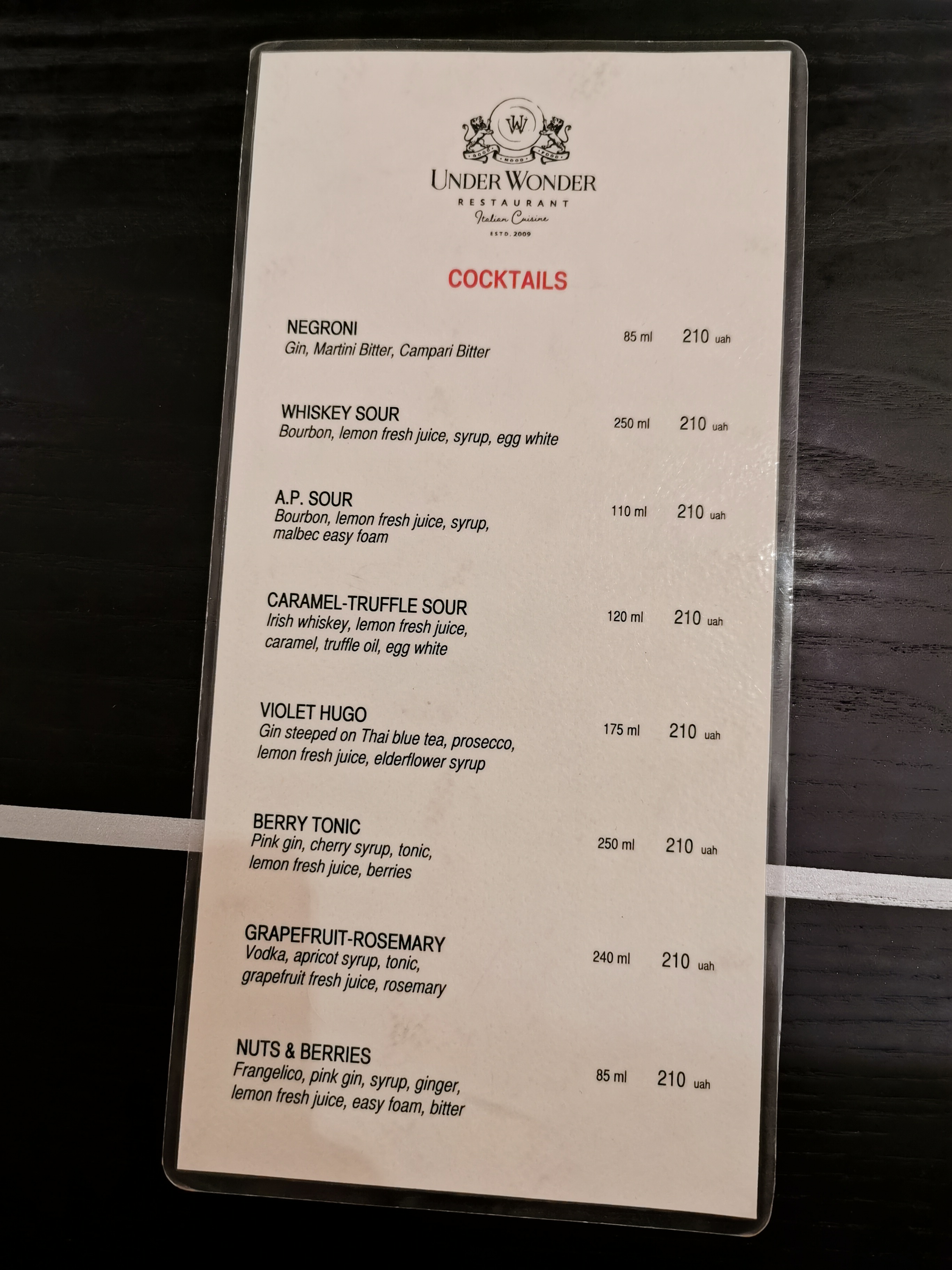 Under Wonder menu 11