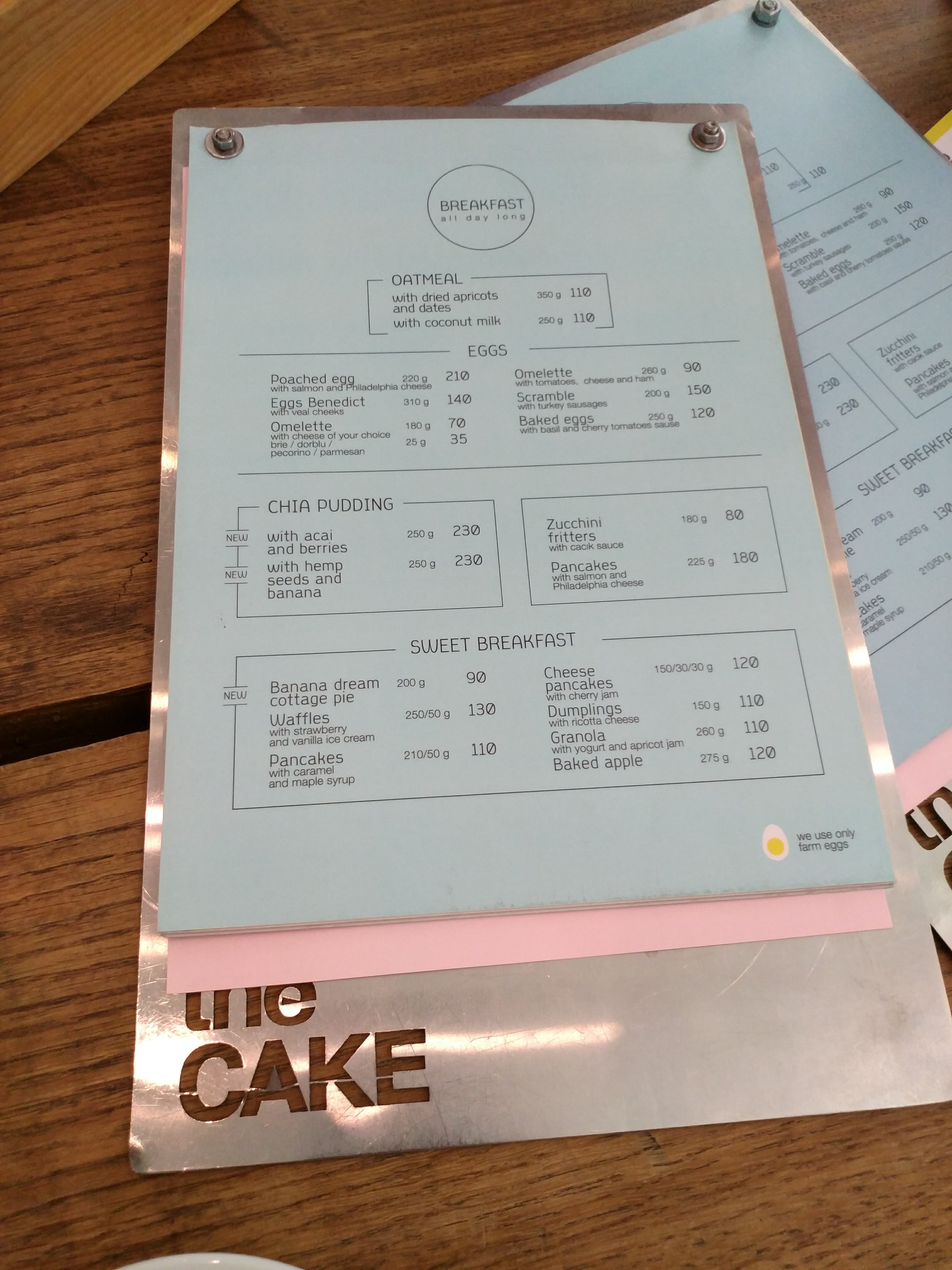 The Cake menu 7