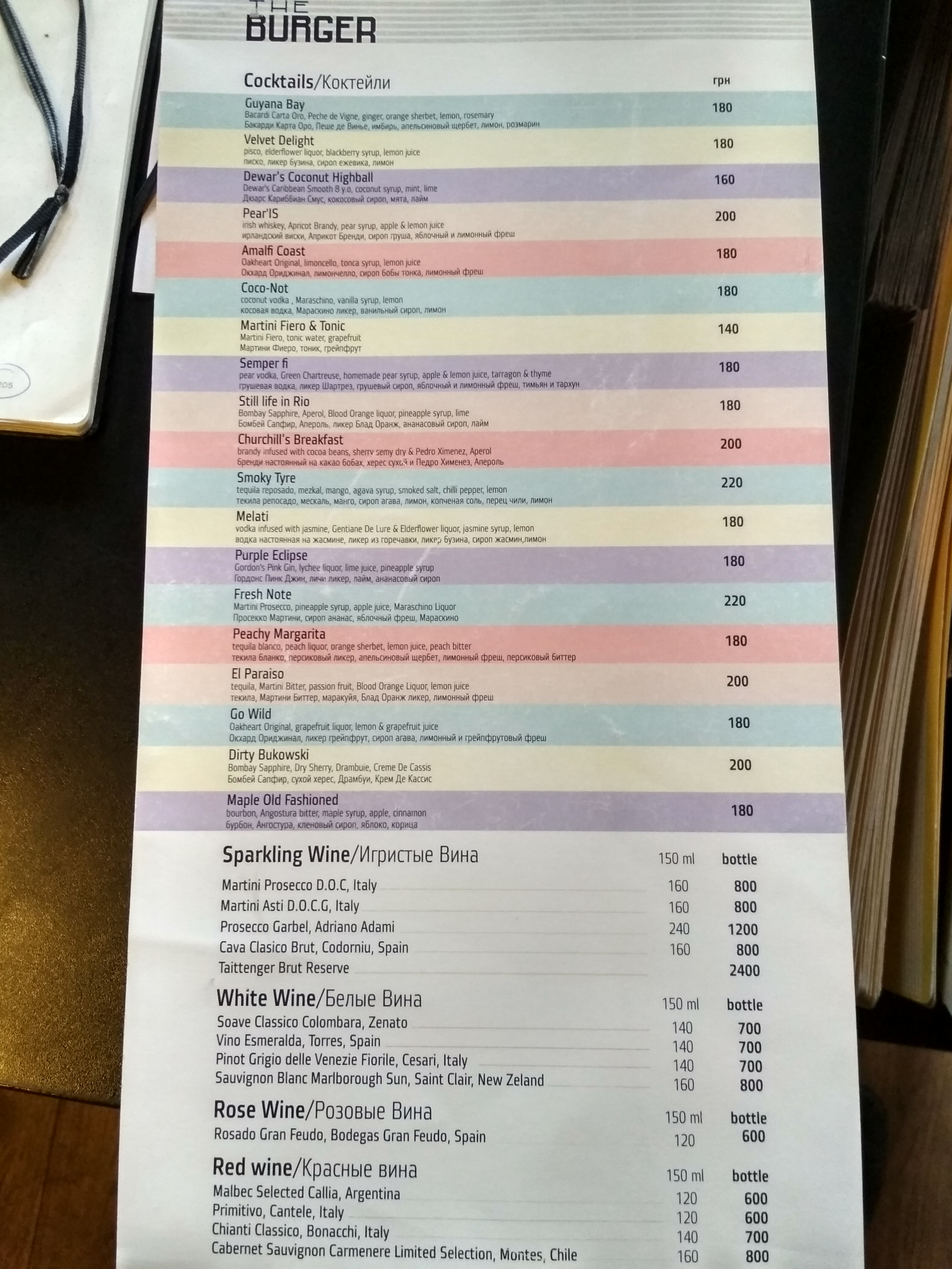 The Burger menu 3