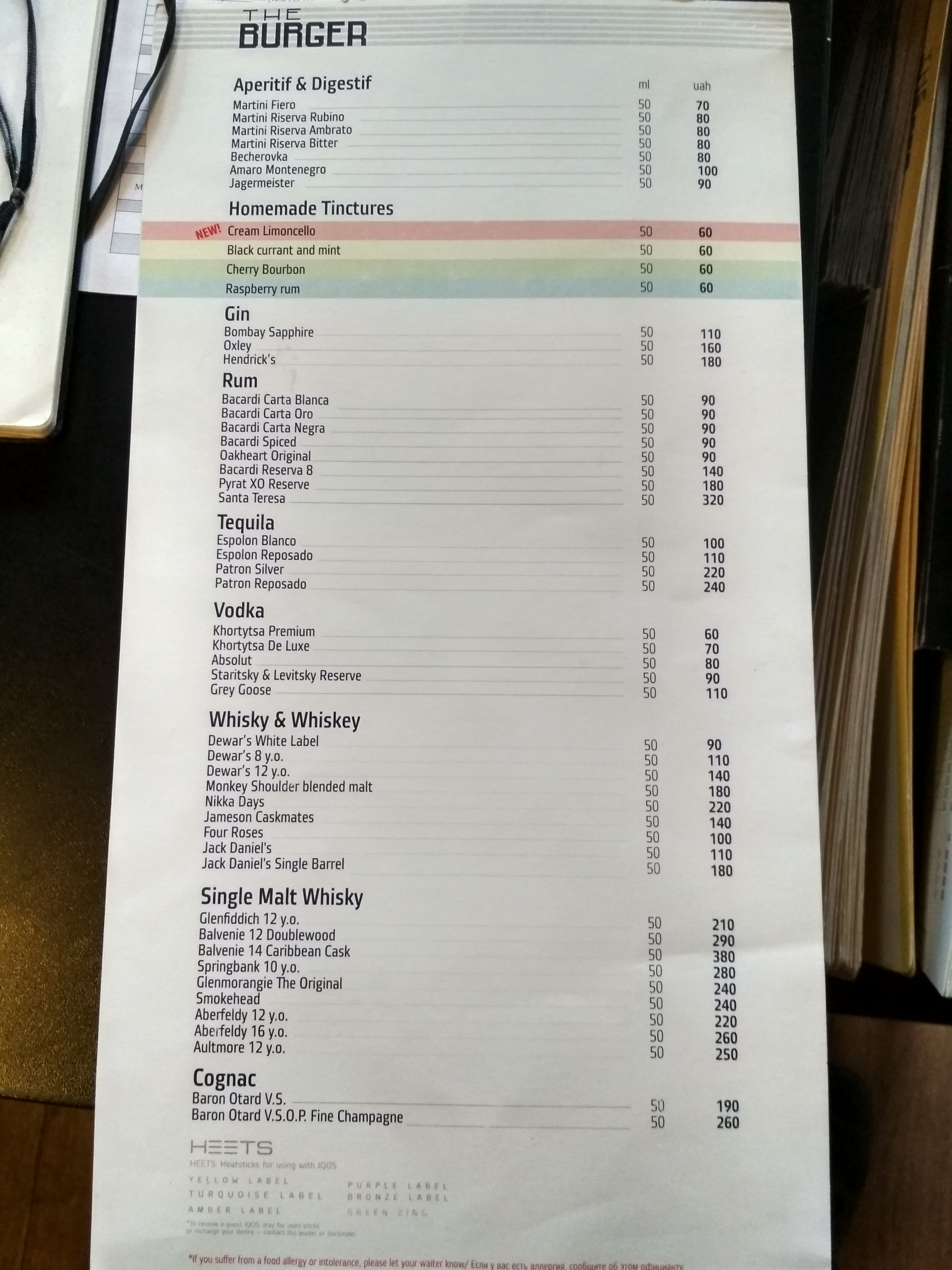 The Burger menu 5