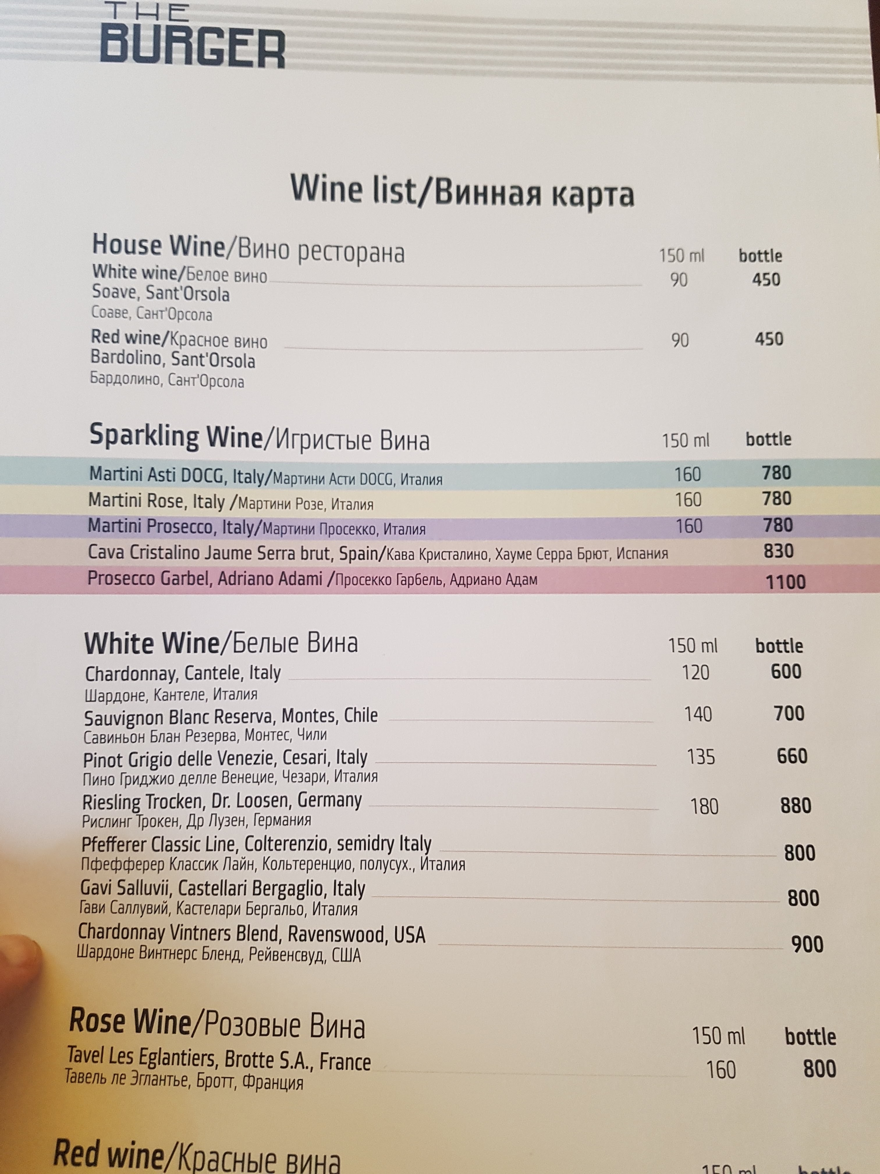 The Burger menu 11
