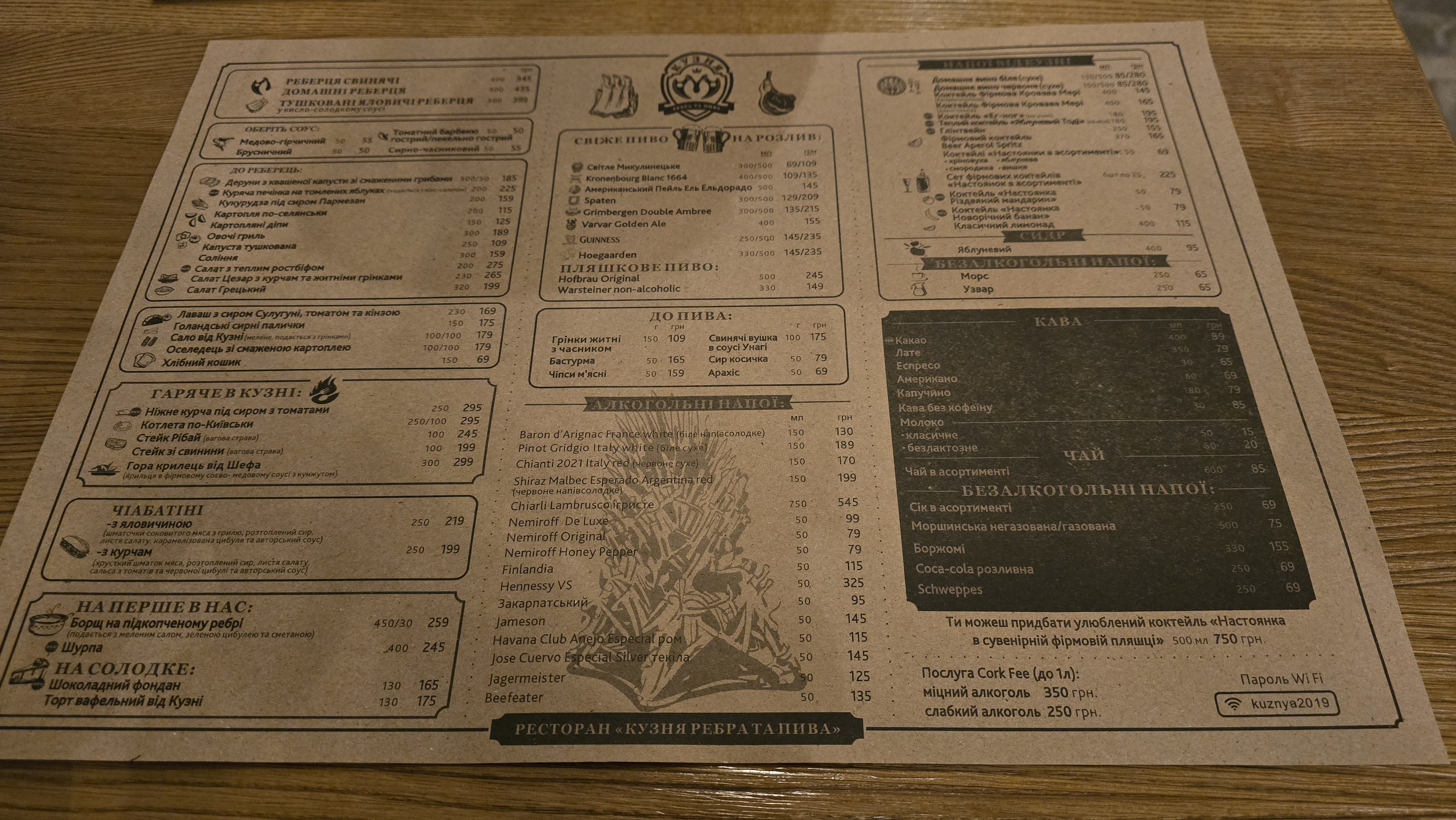 Kuznya Rebra Ta Pyva menu 1