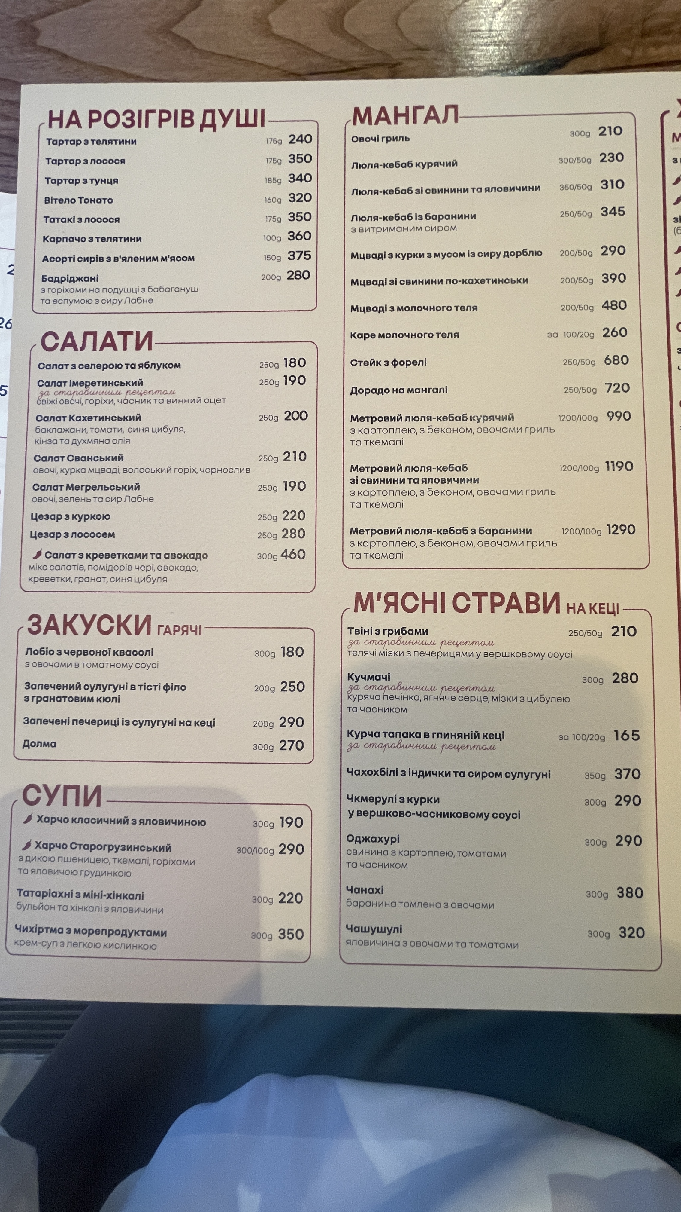 Chacha - Hruzynsʹkyy Restoran menu 5