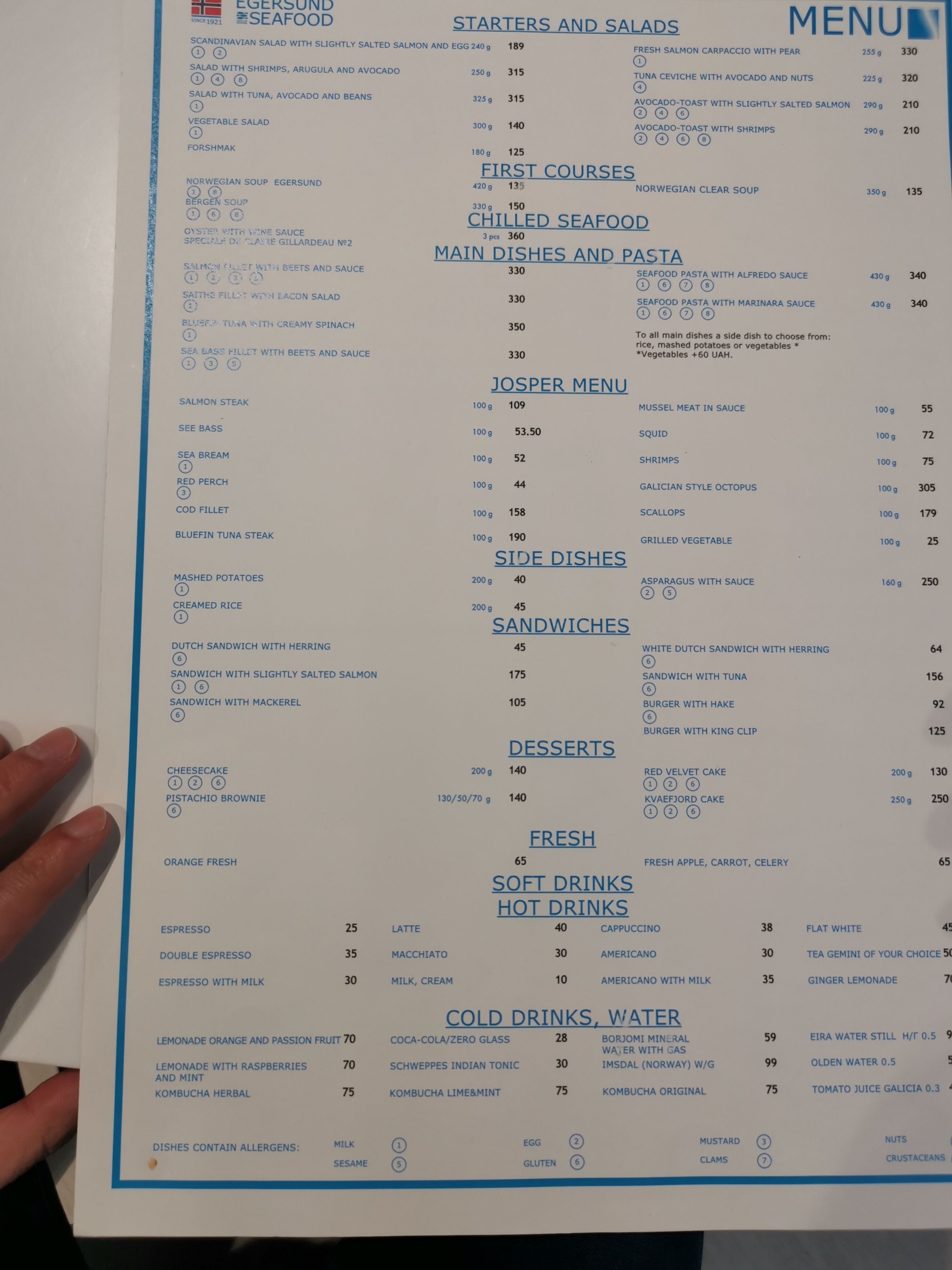 Egersund Seafood menu 4