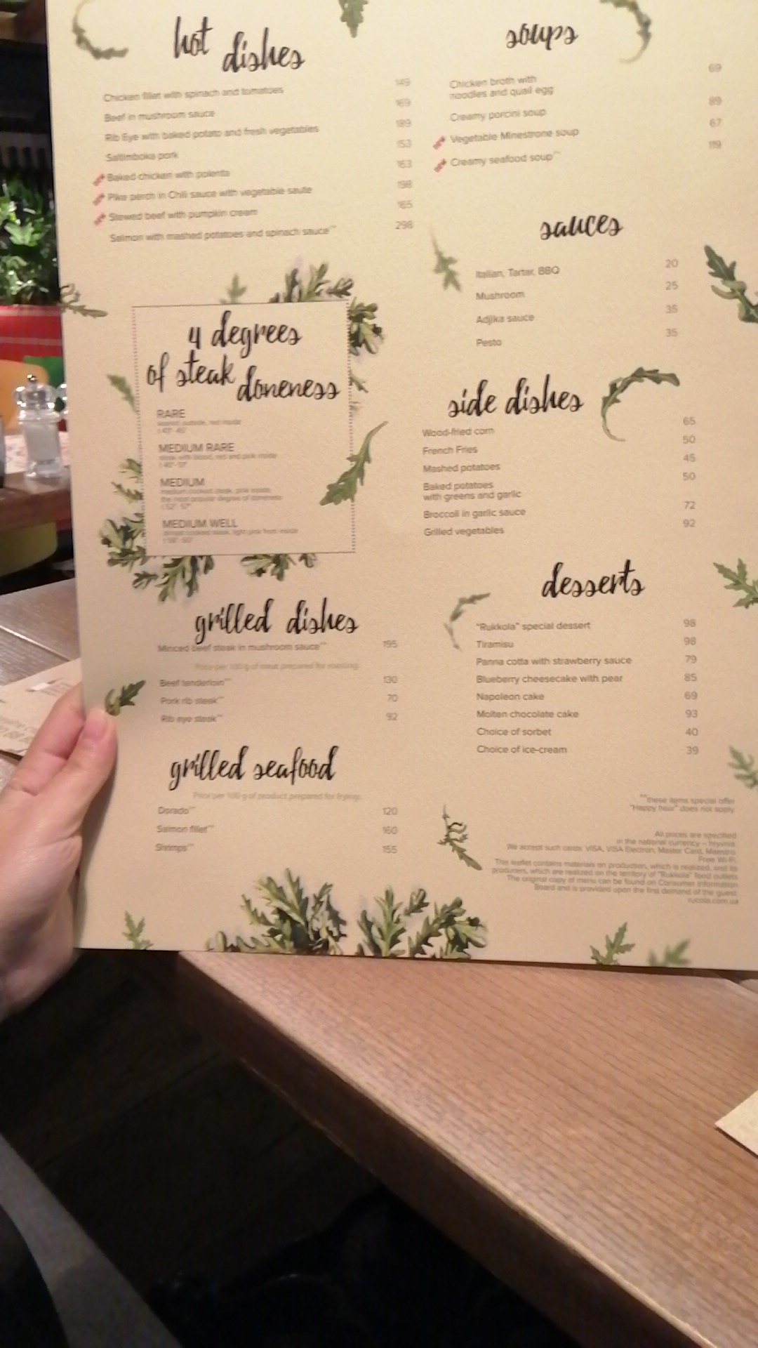 Rukkola menu 1