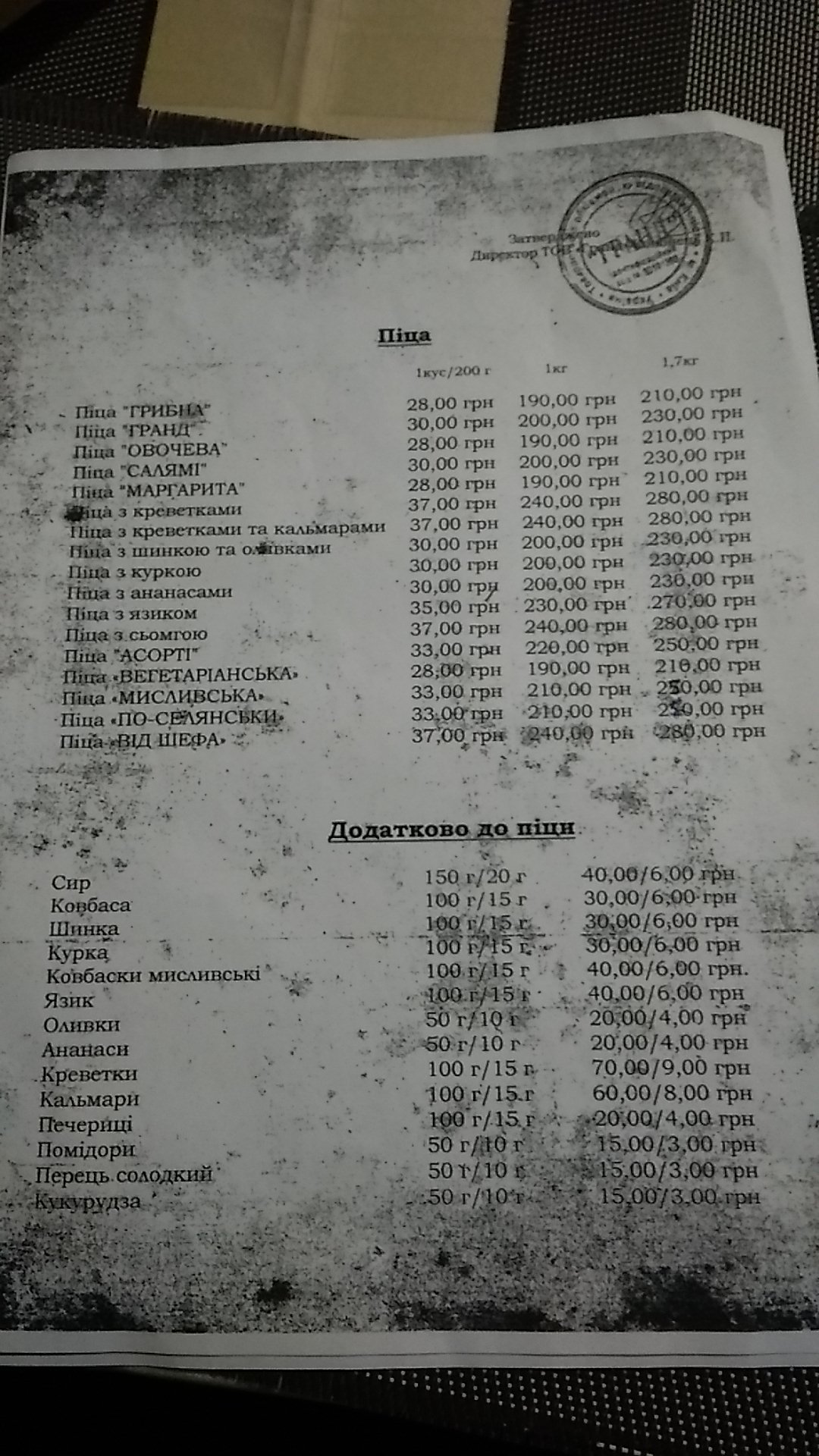 Grand Pizza menu 3