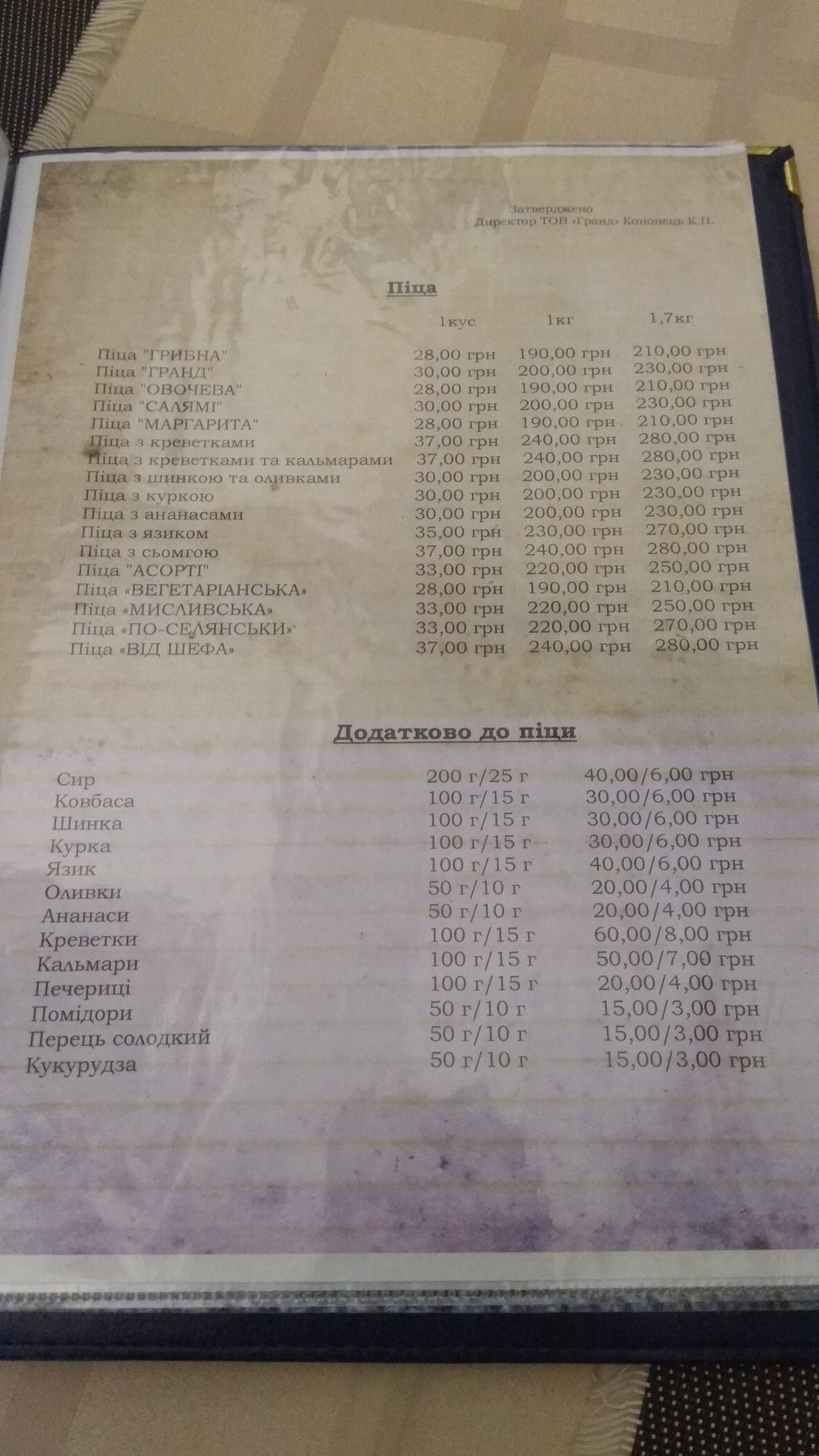 Grand Pizza menu 6