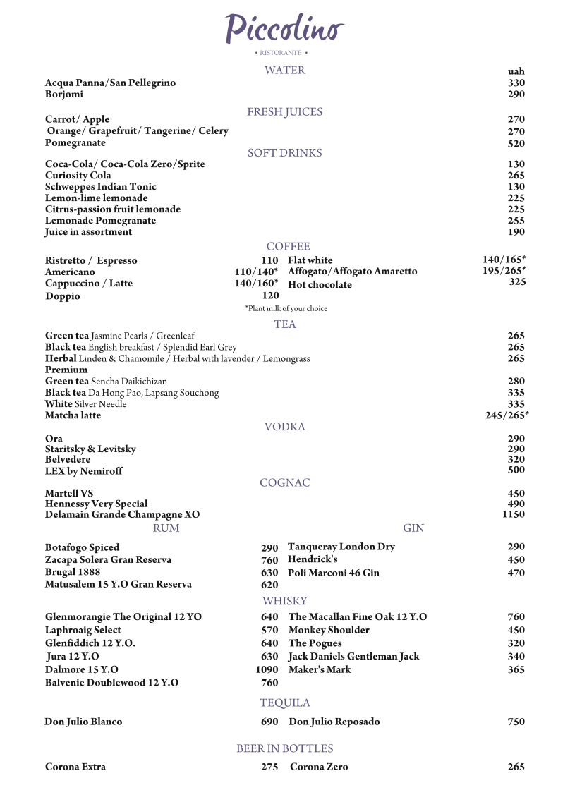 Piccolino menu 1