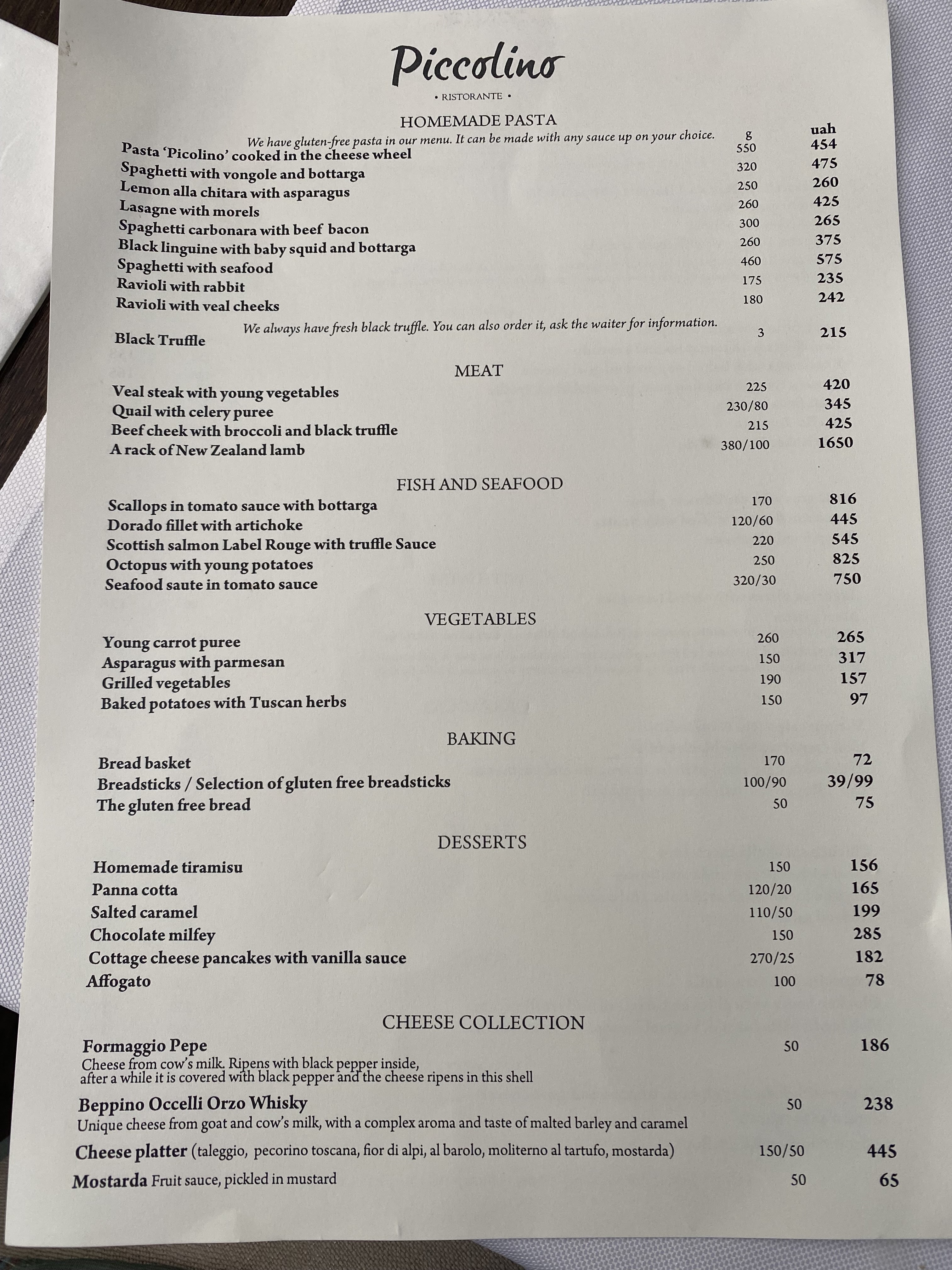 Piccolino menu 3