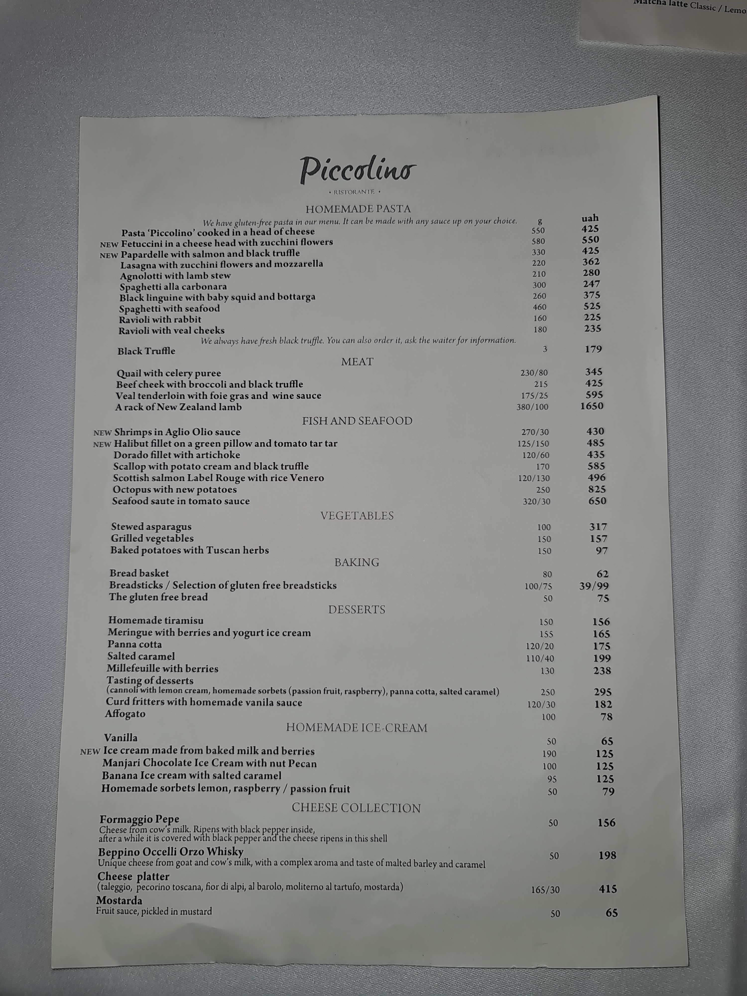 Piccolino menu 5