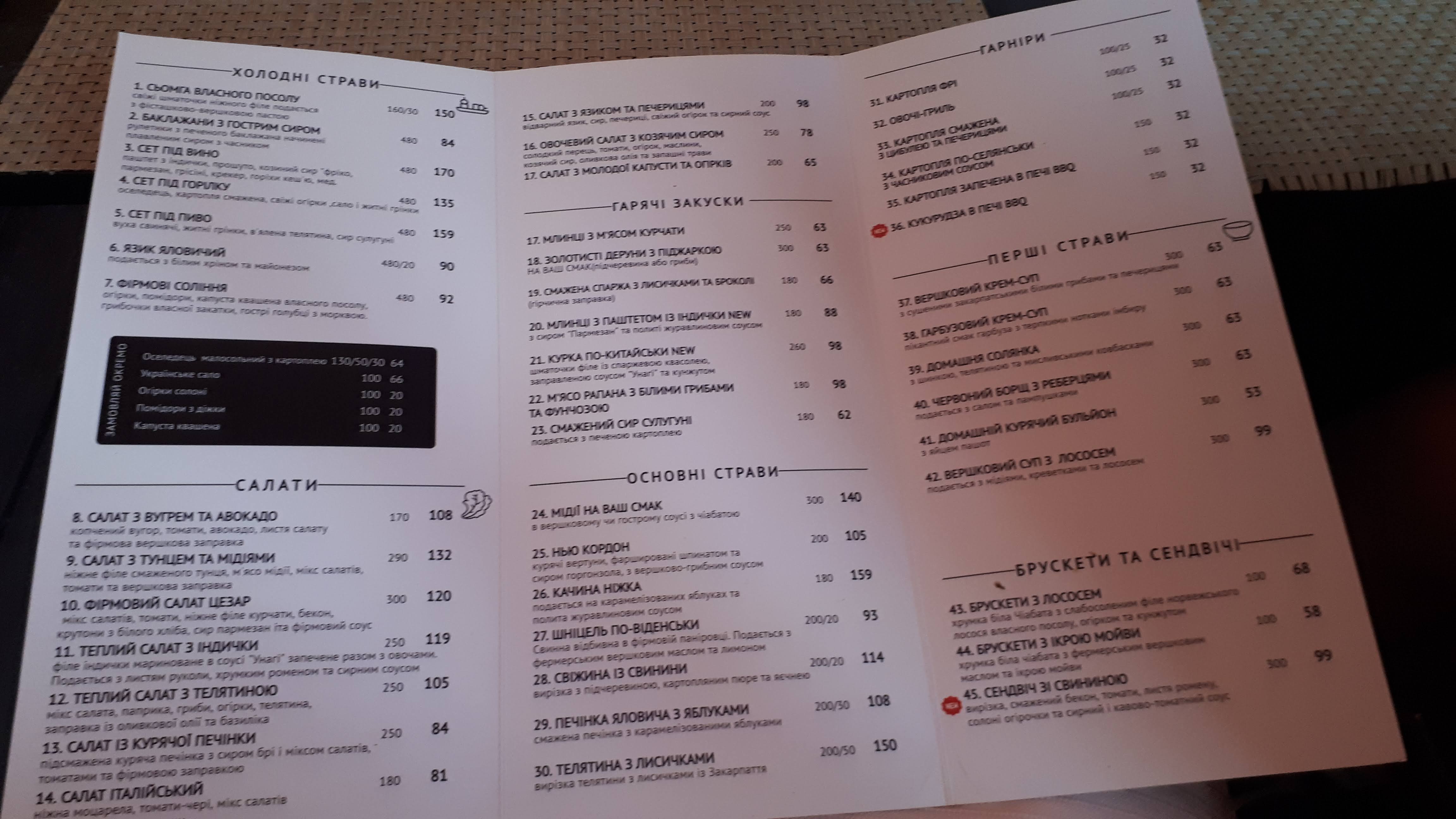 Parus Restaurant menu 12