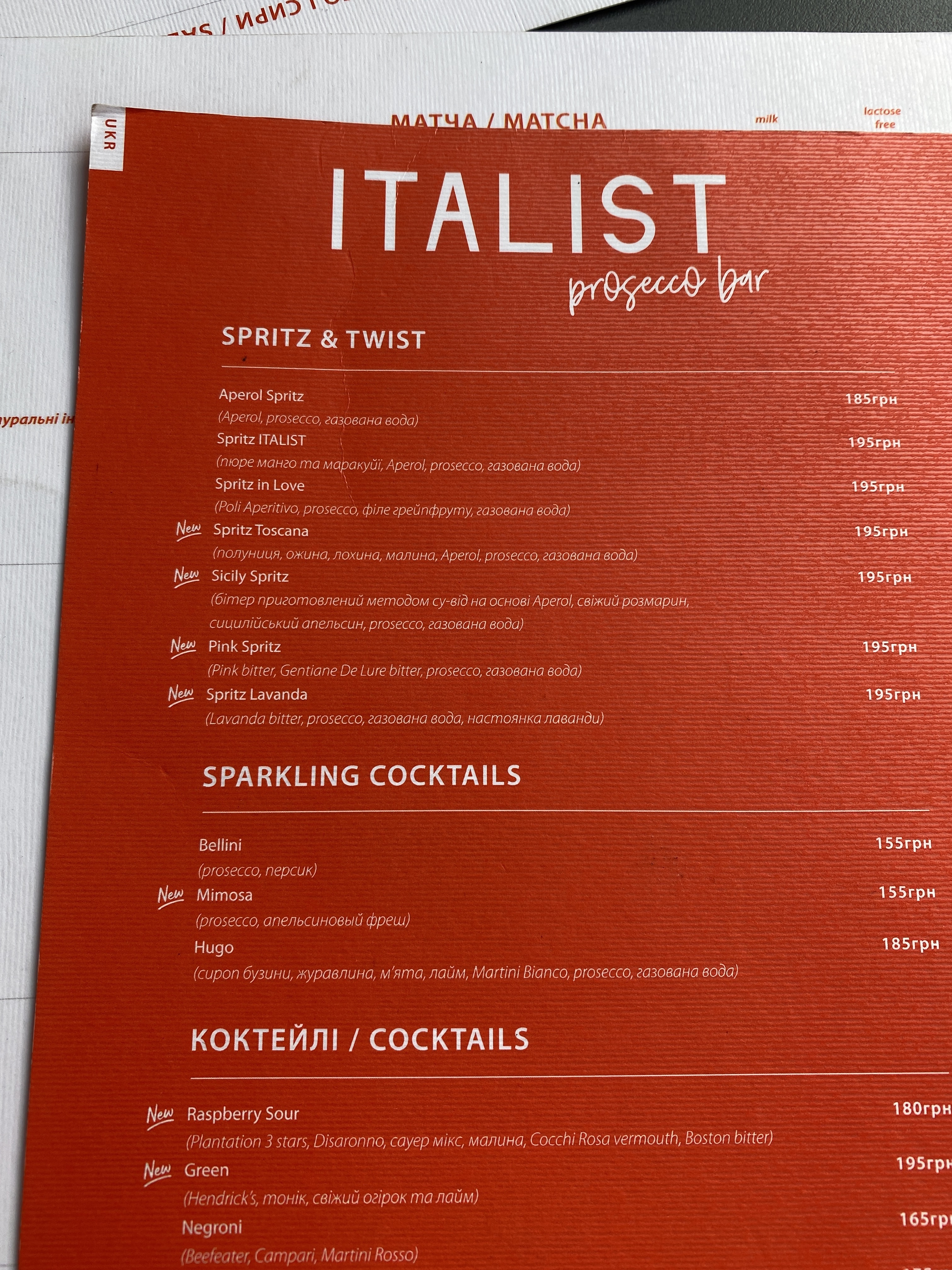 Italist Prosecco Bar menu 6