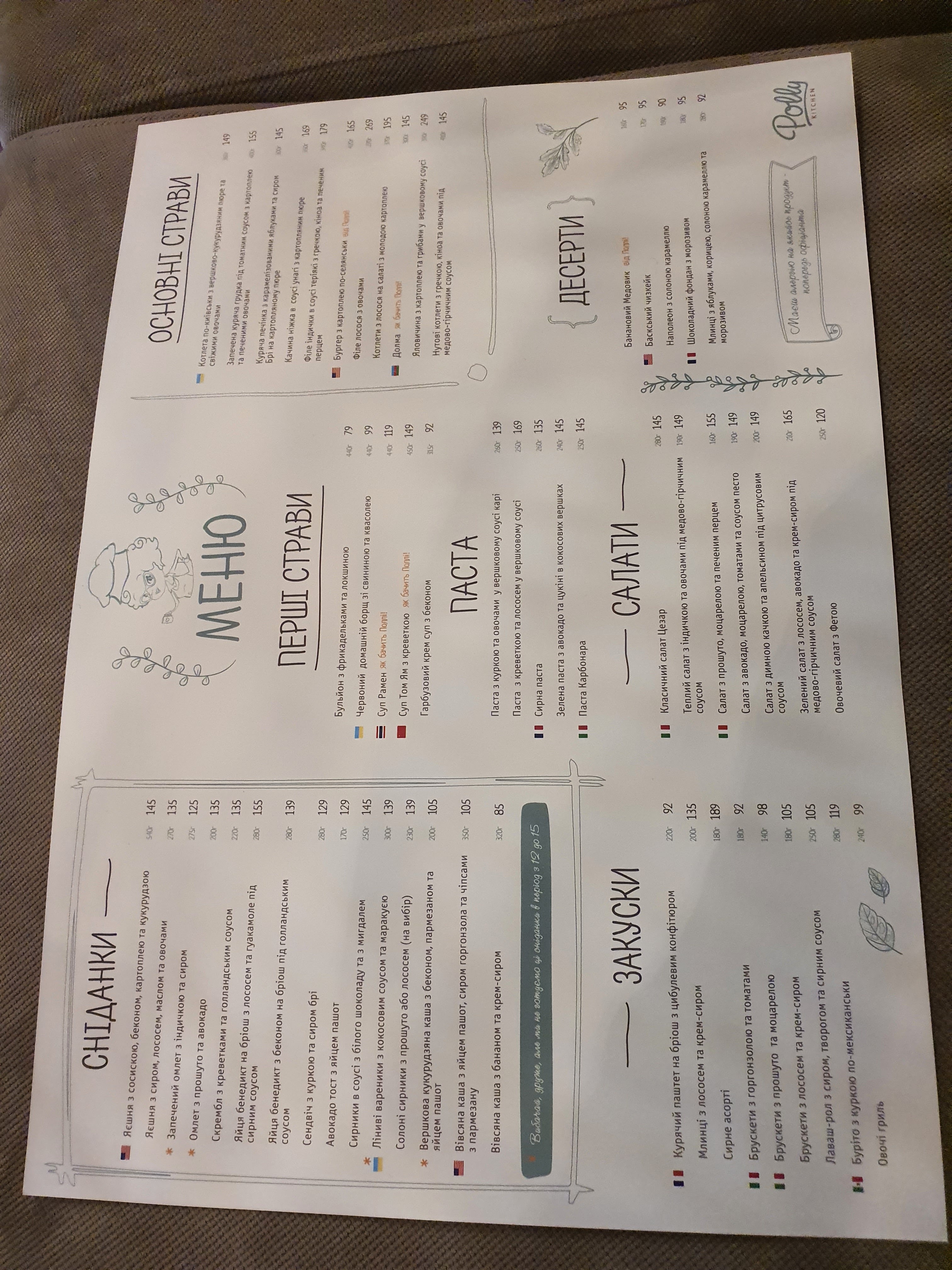 Kitchen Polly menu 2