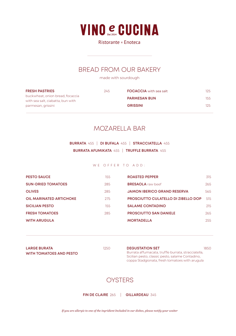 VINO e CUCINA menu 4