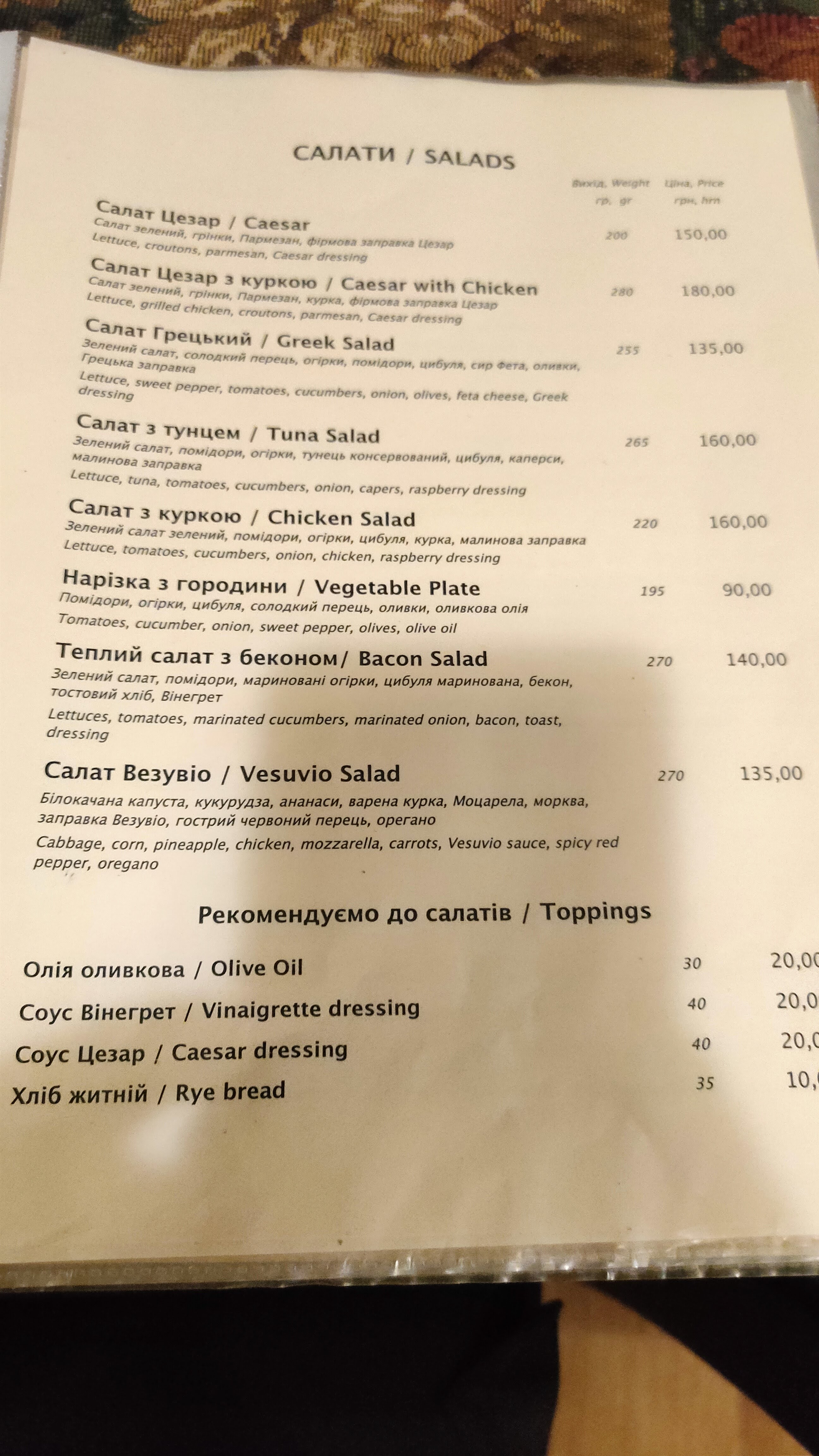 Vesuvio Pizza menu 8