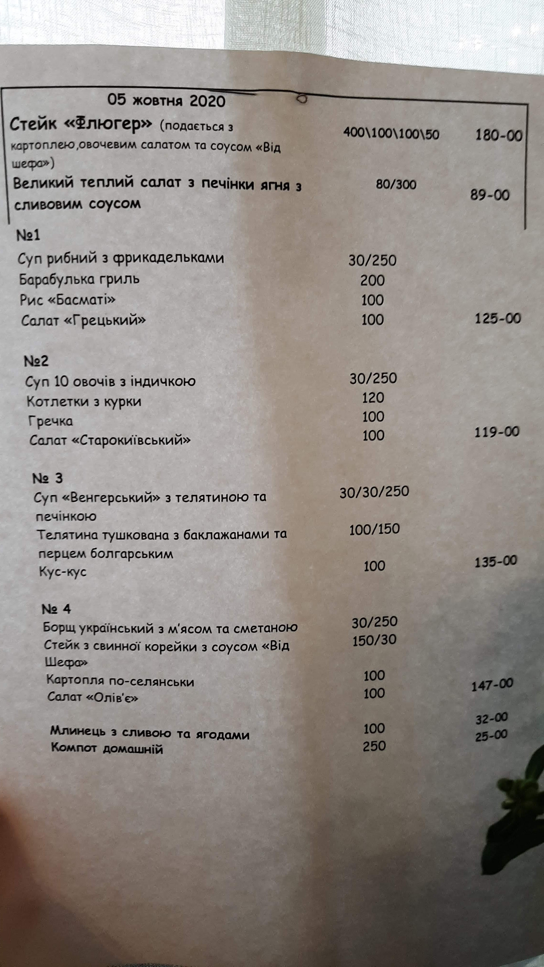 Flyuher menu 3