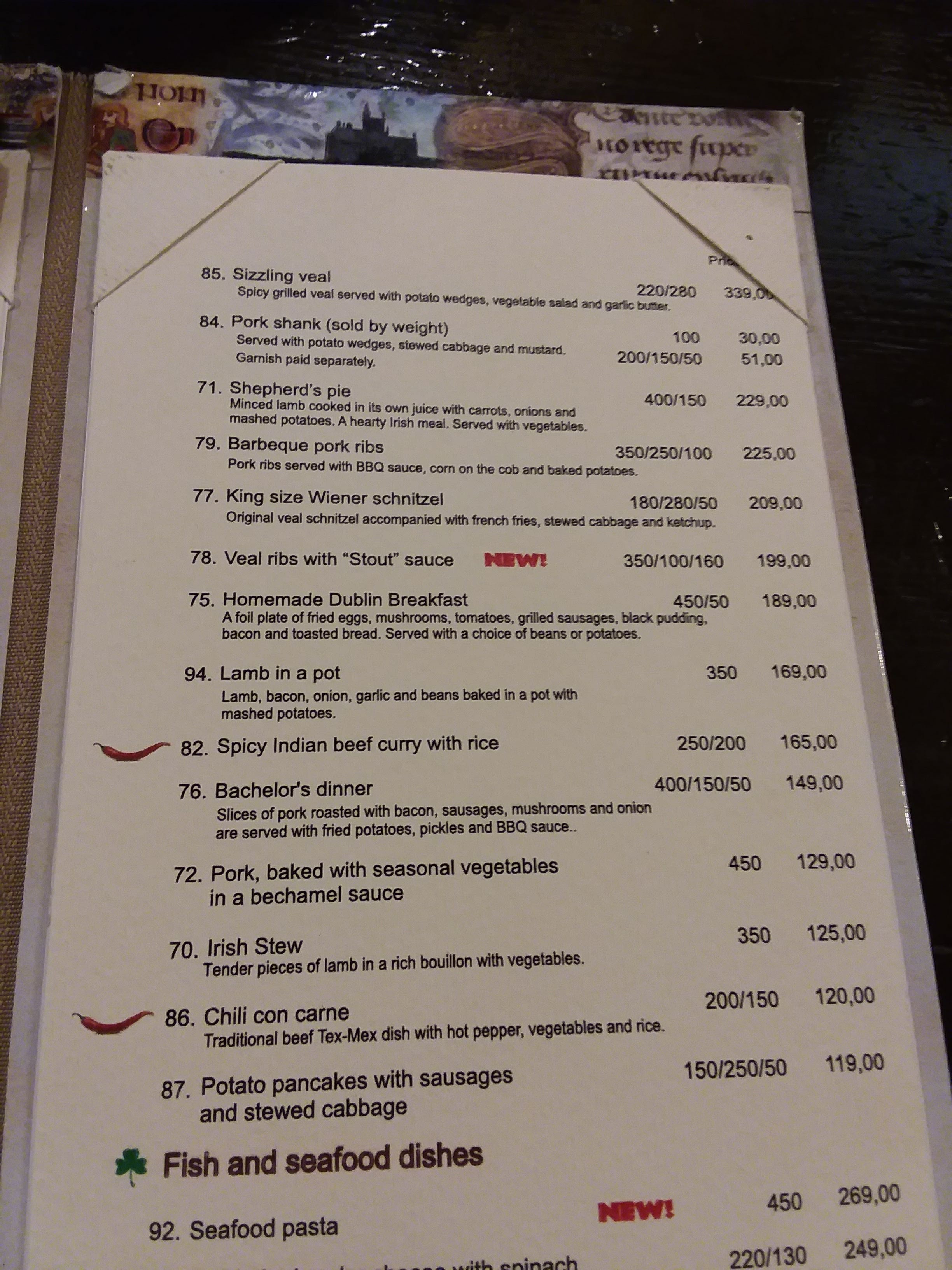 O'Brien's menu 5