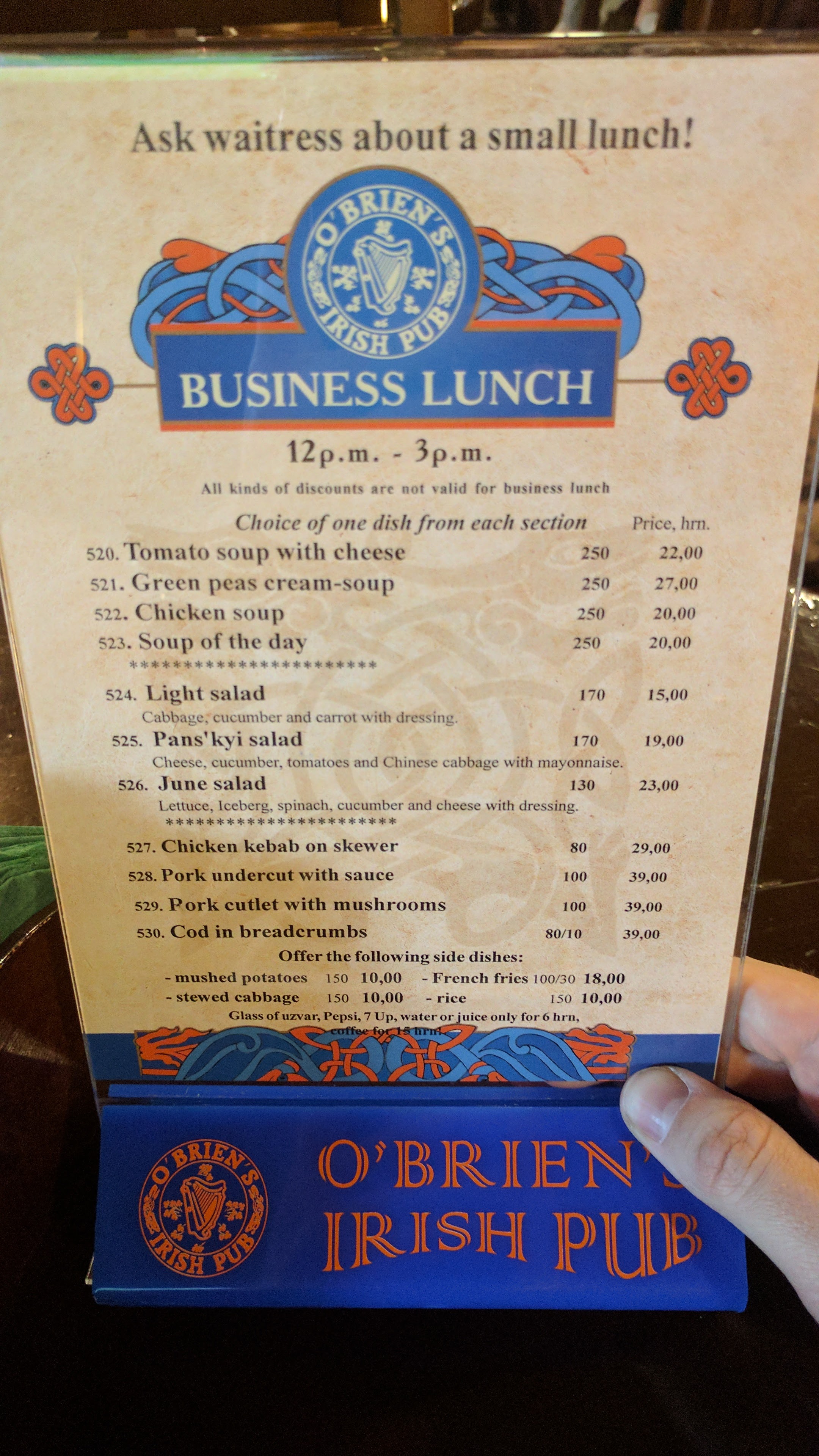 O'Brien's menu 8