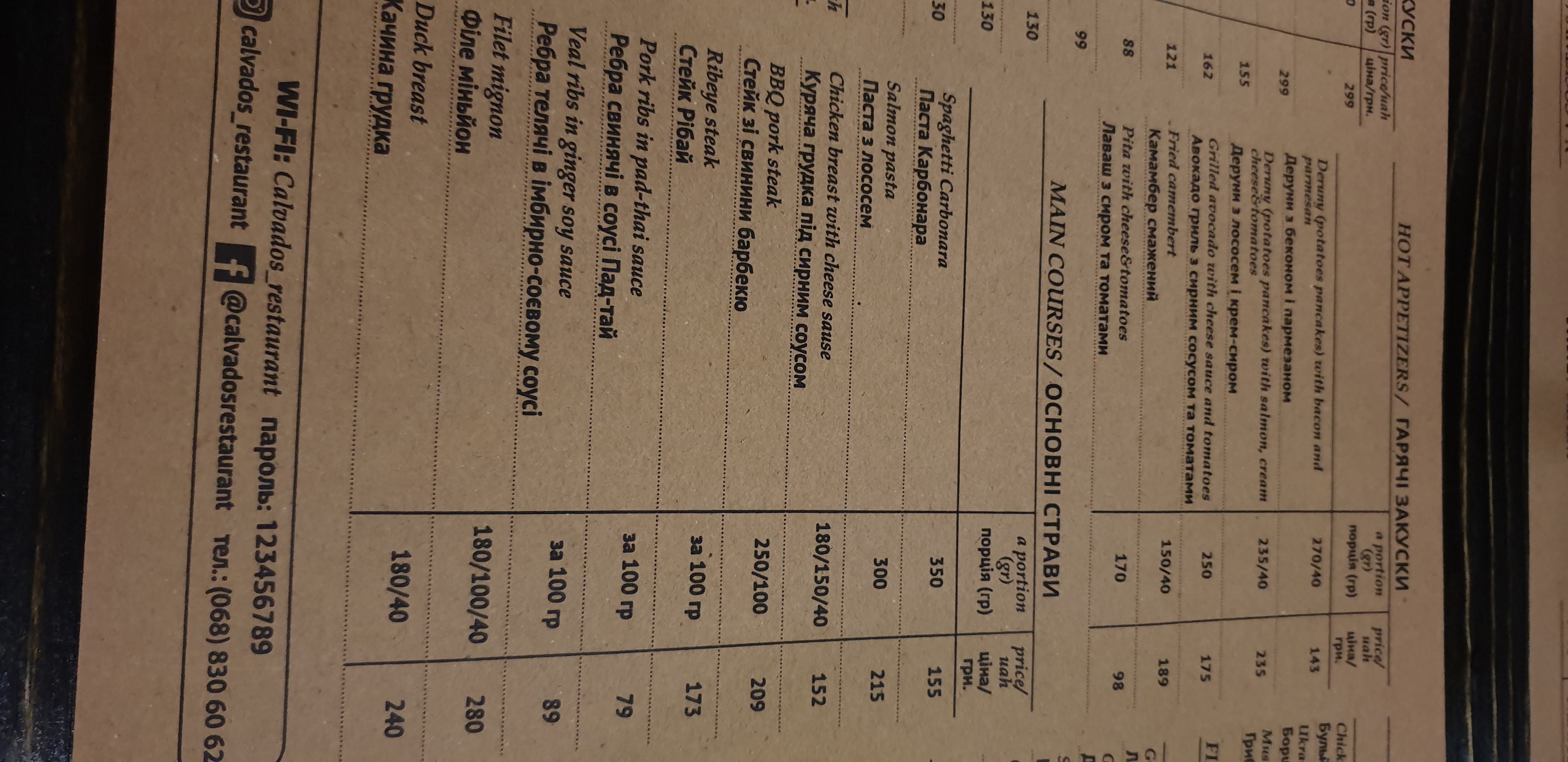 Кальвадос menu 10