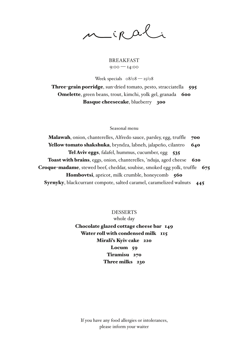 Mirali menu 6
