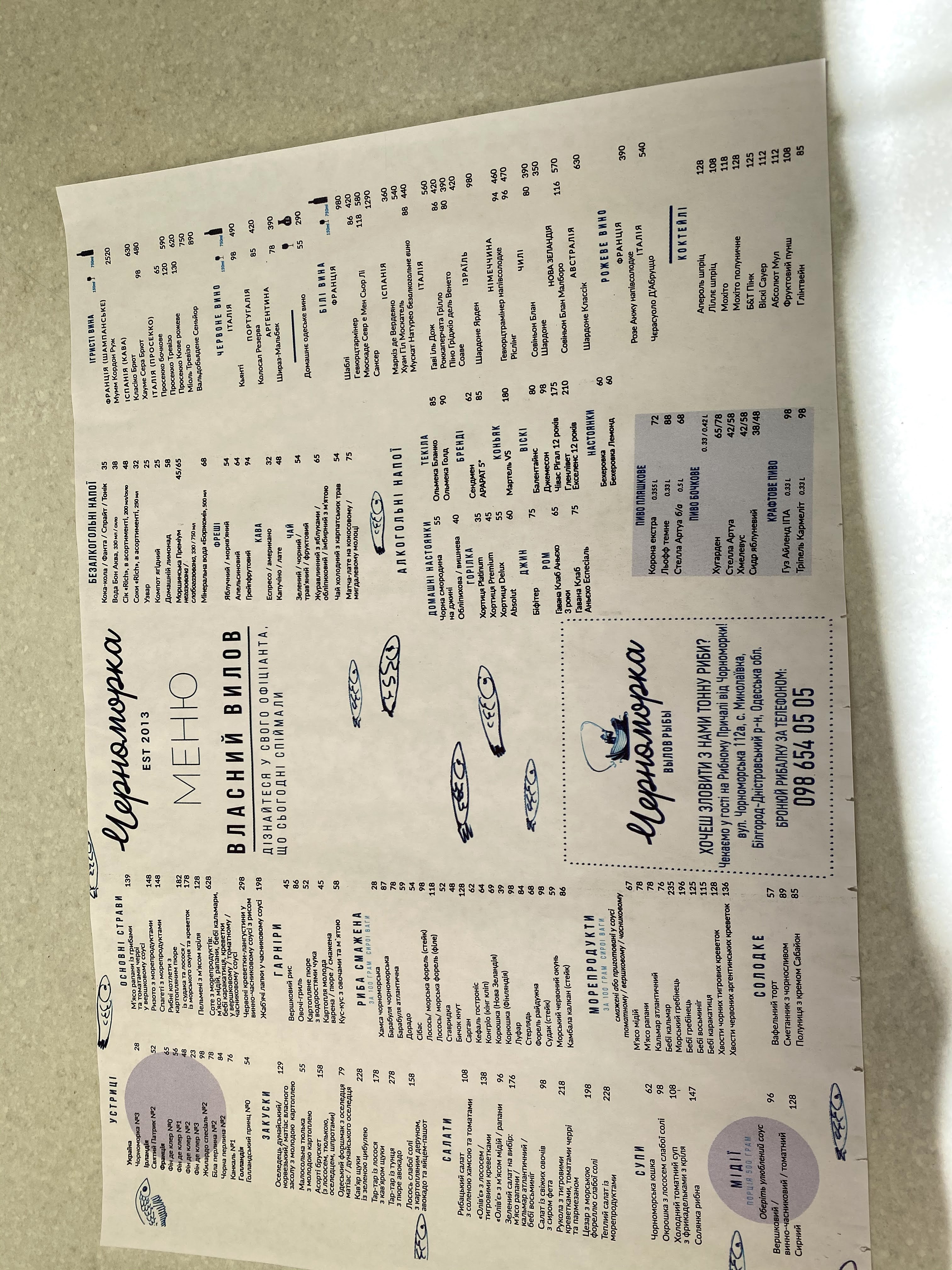 Chornomorka Podil menu 3