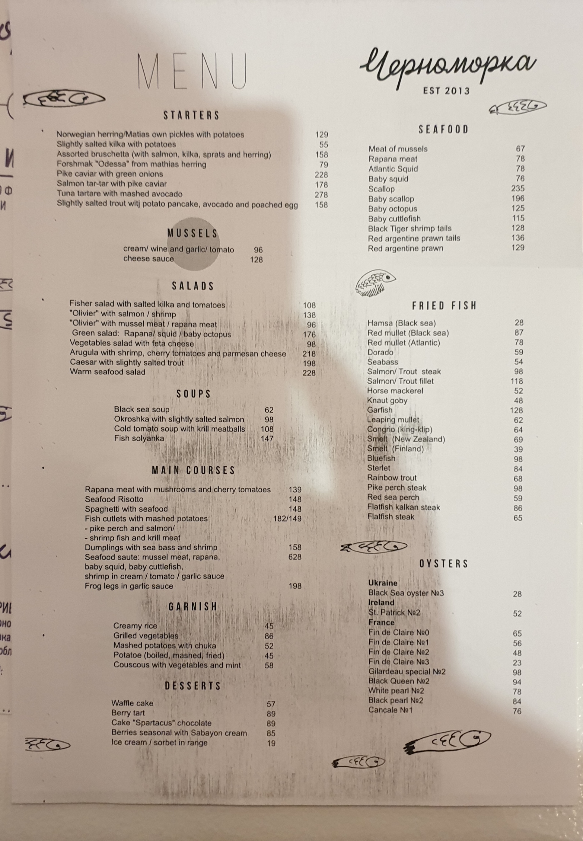 Chornomorka Podil menu 9