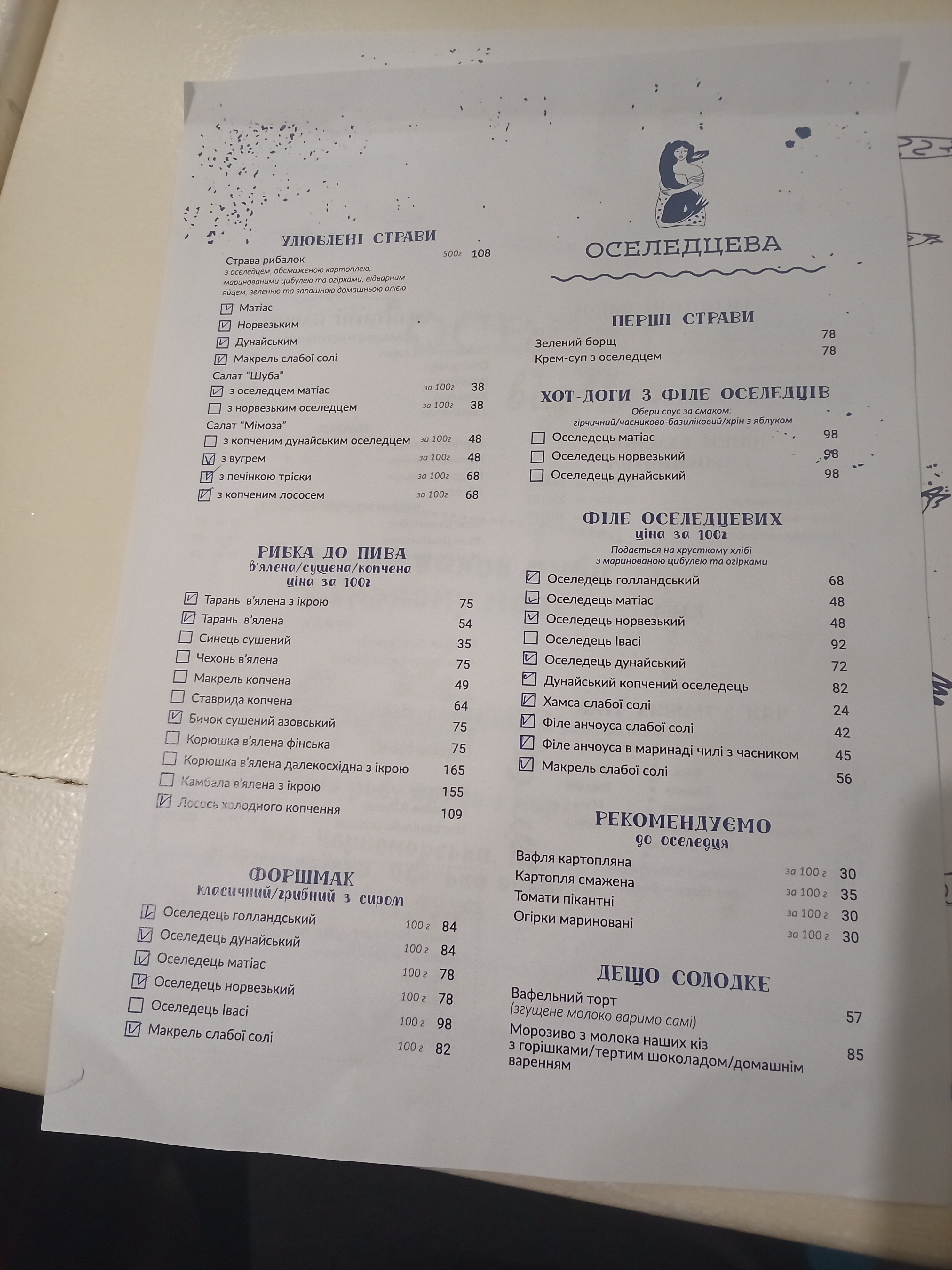 Chornomorka Podil menu 12