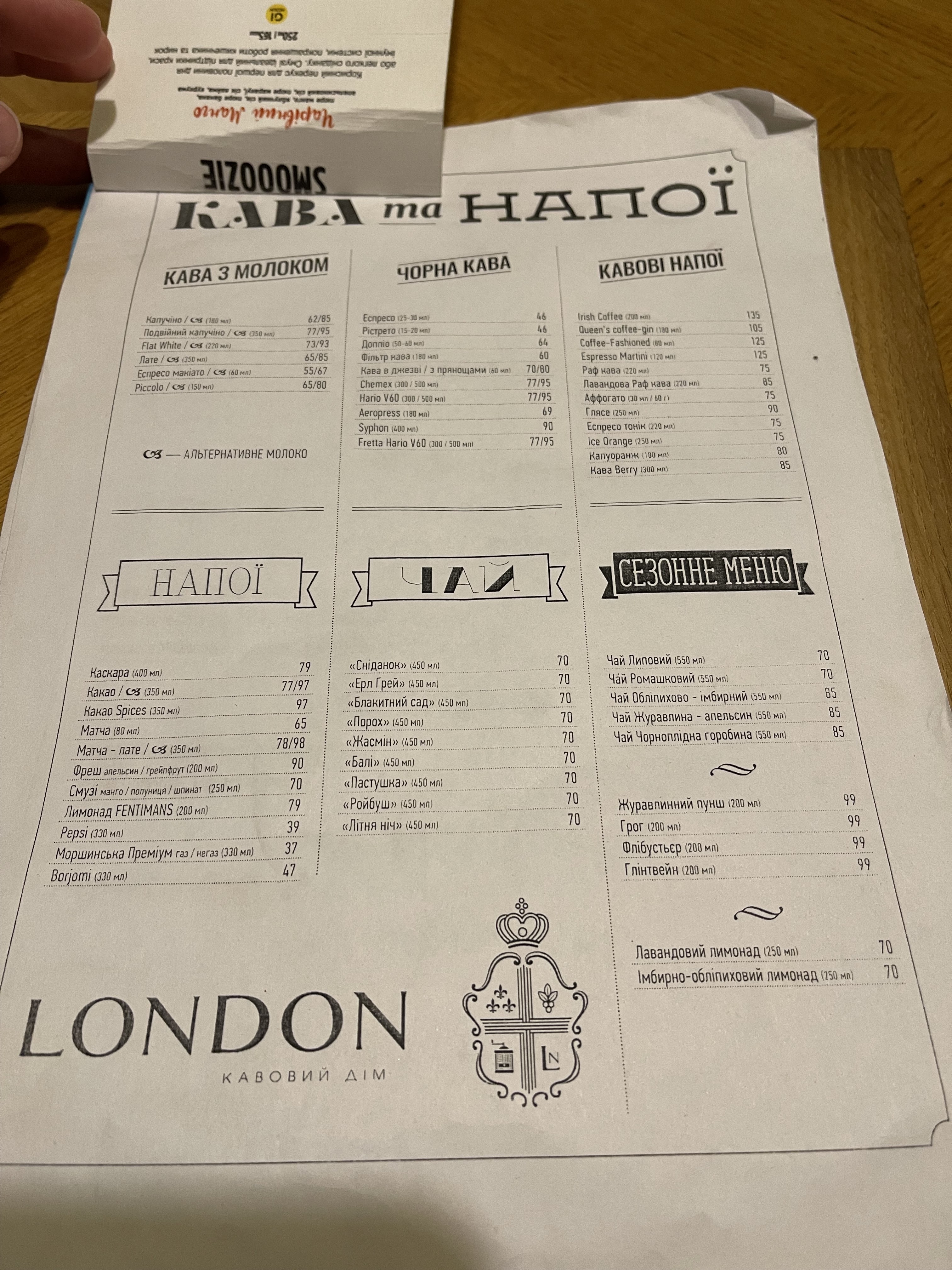 London menu 11