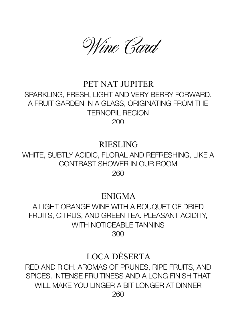 SUPRA Daily Restaurant menu 1