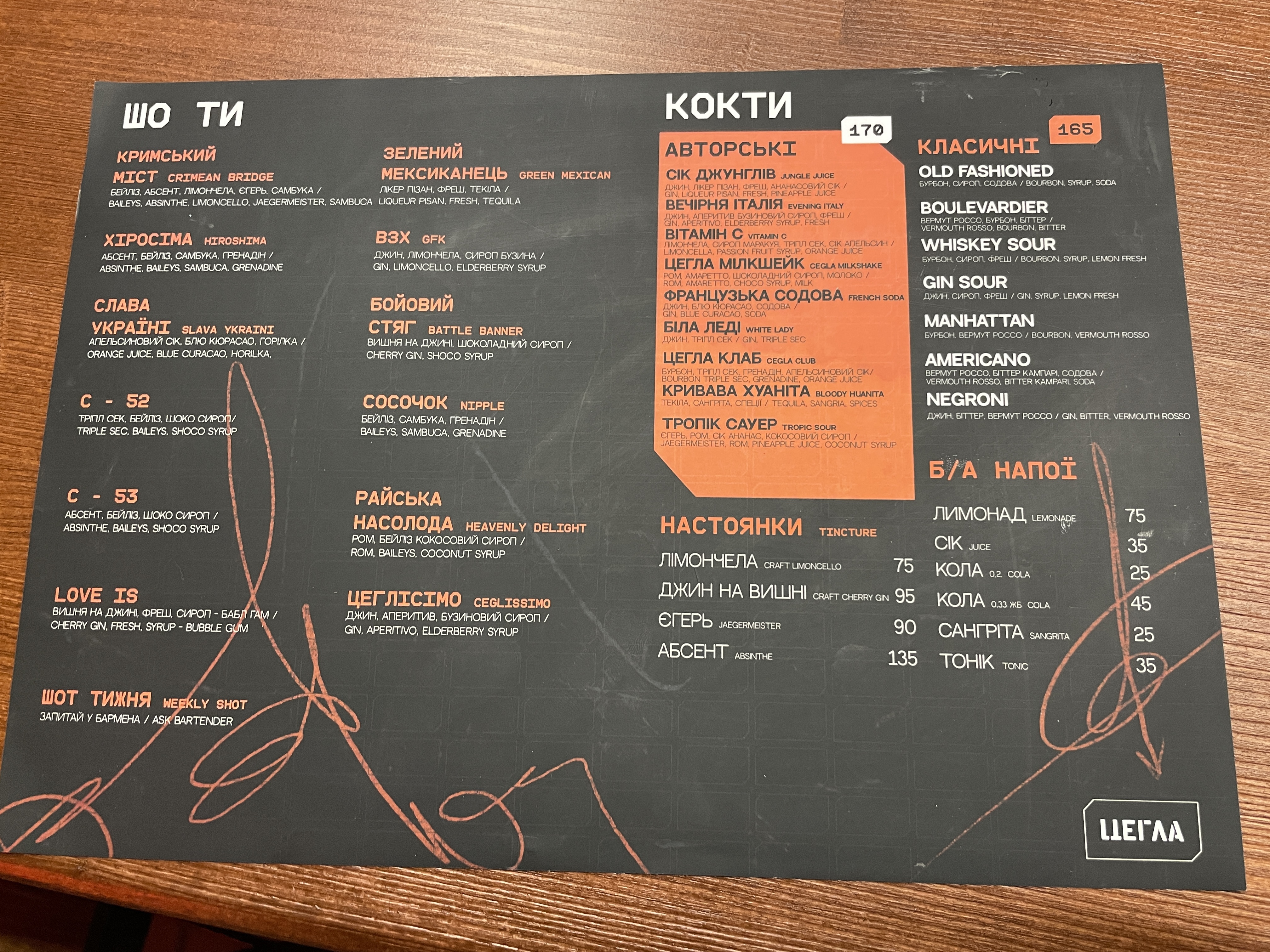 Цегла Бар menu 3