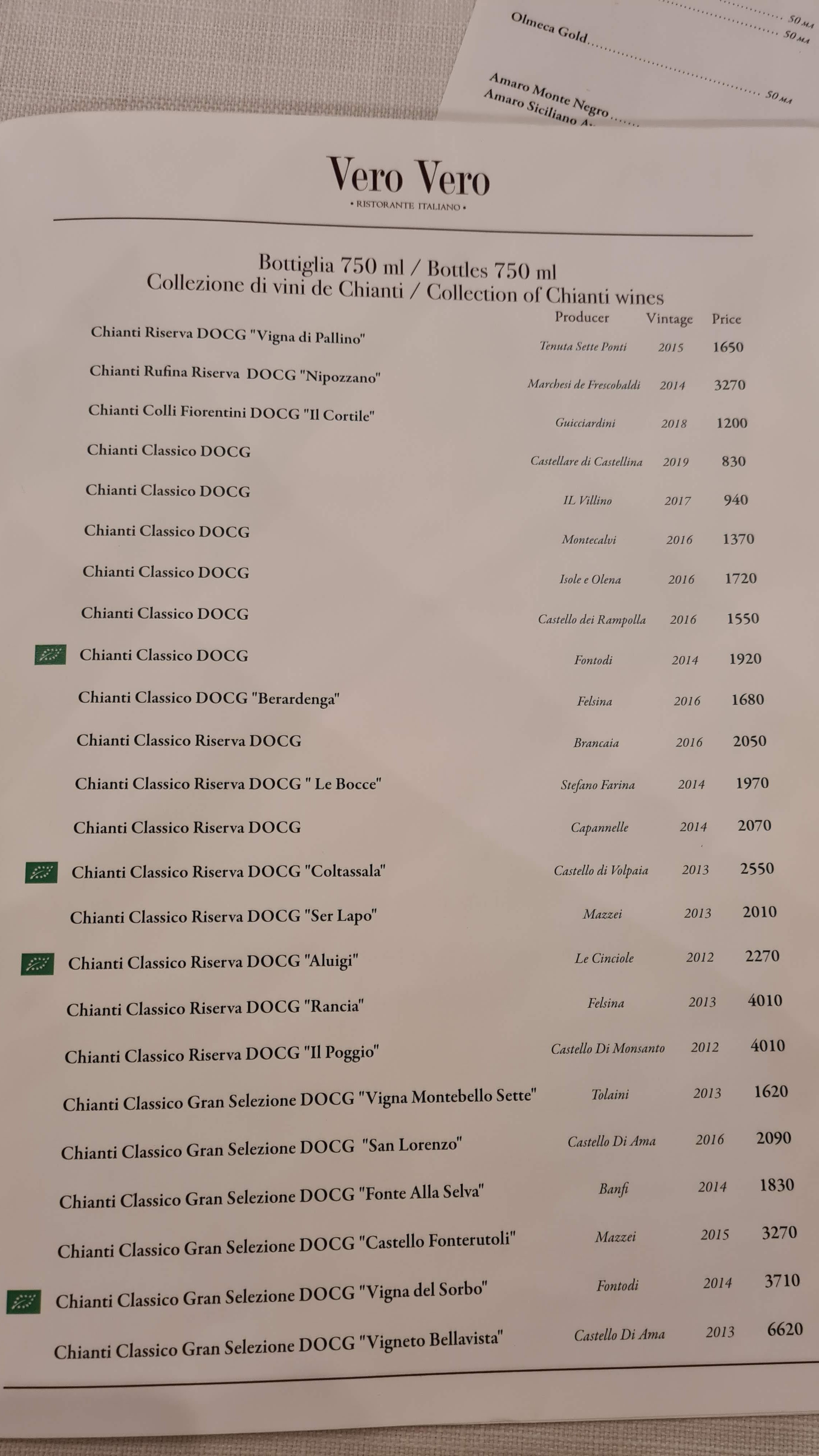 Vero Vero menu 5