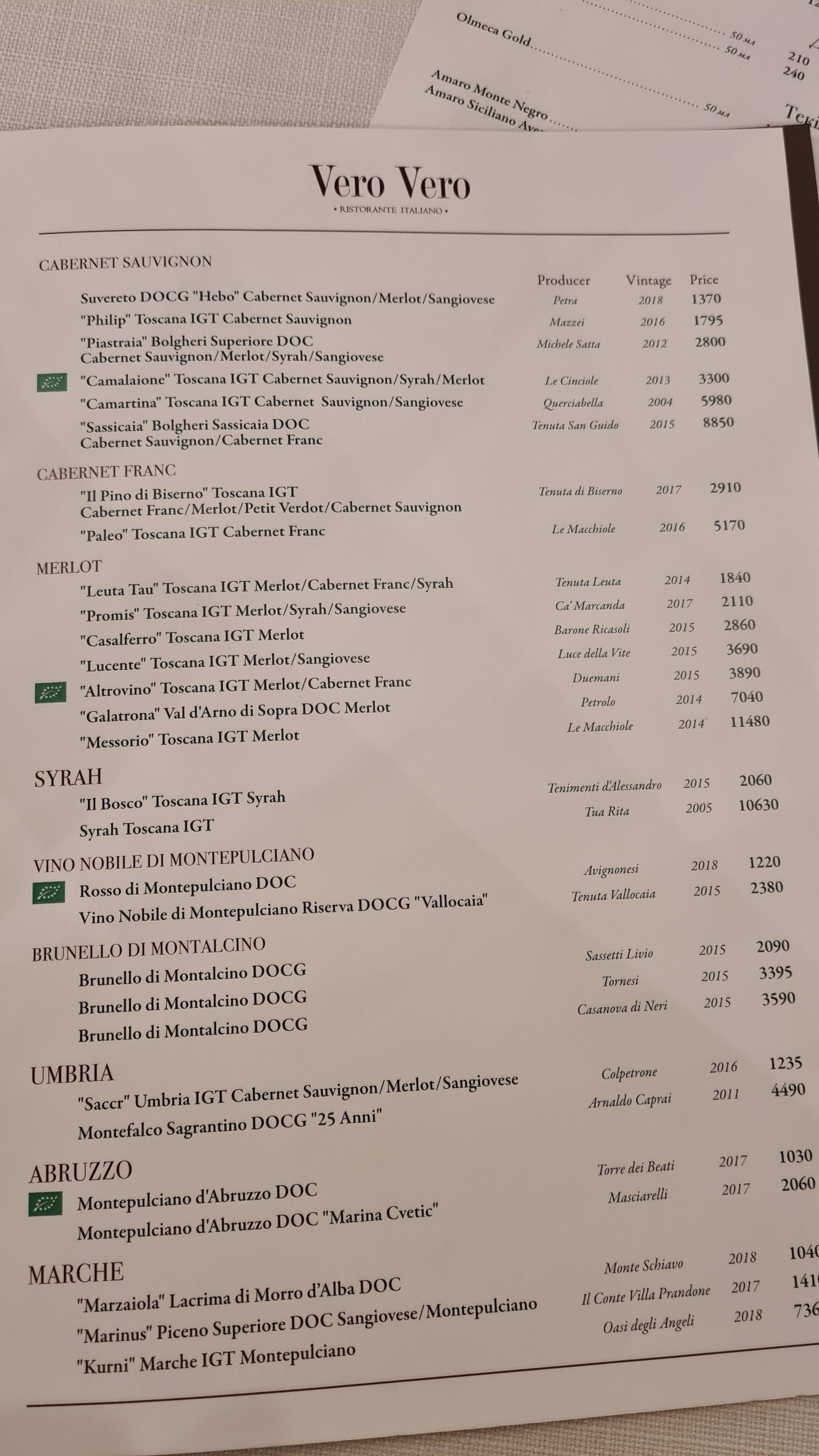 Vero Vero menu 10