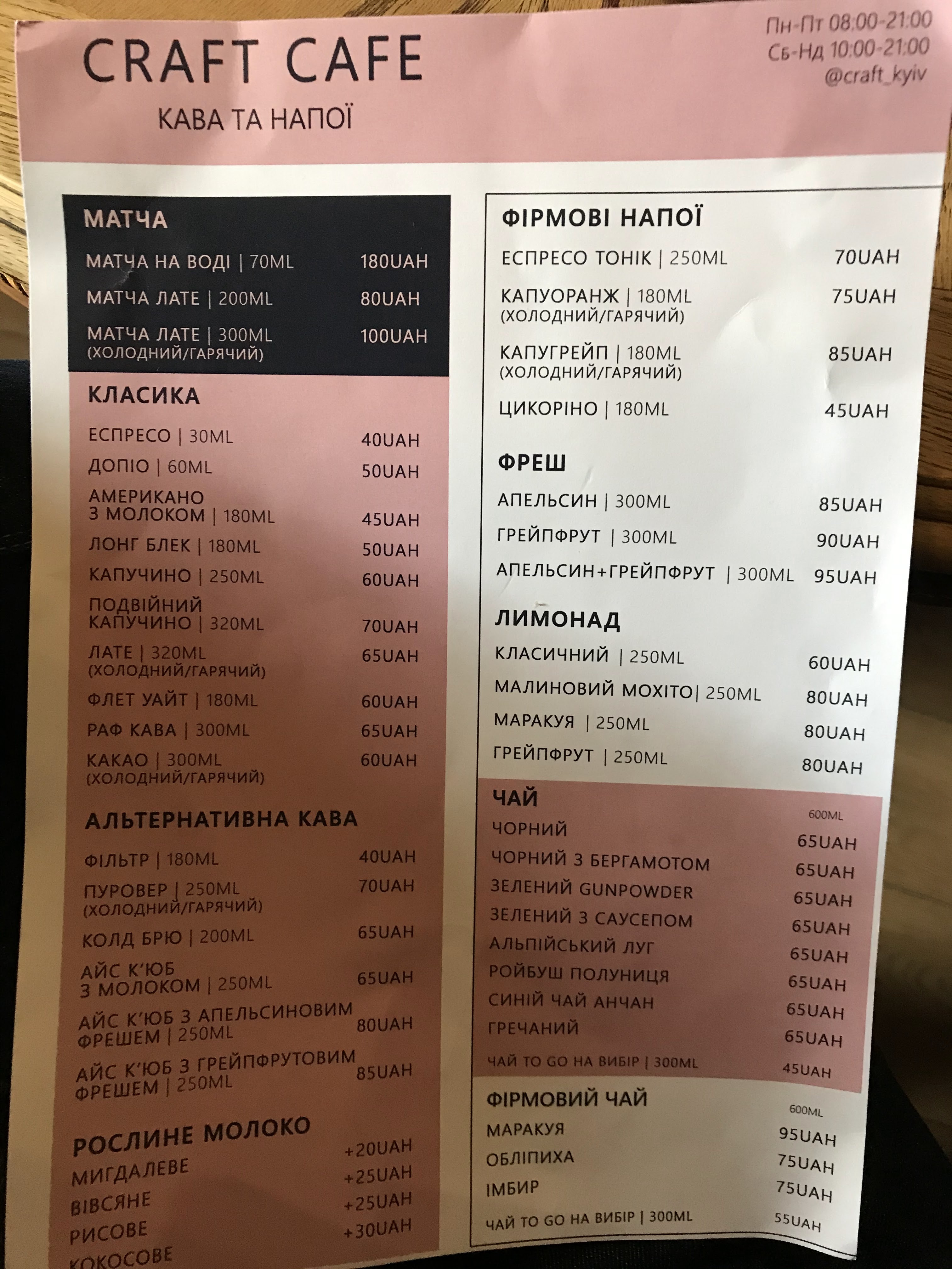 Craft Cafe menu 8
