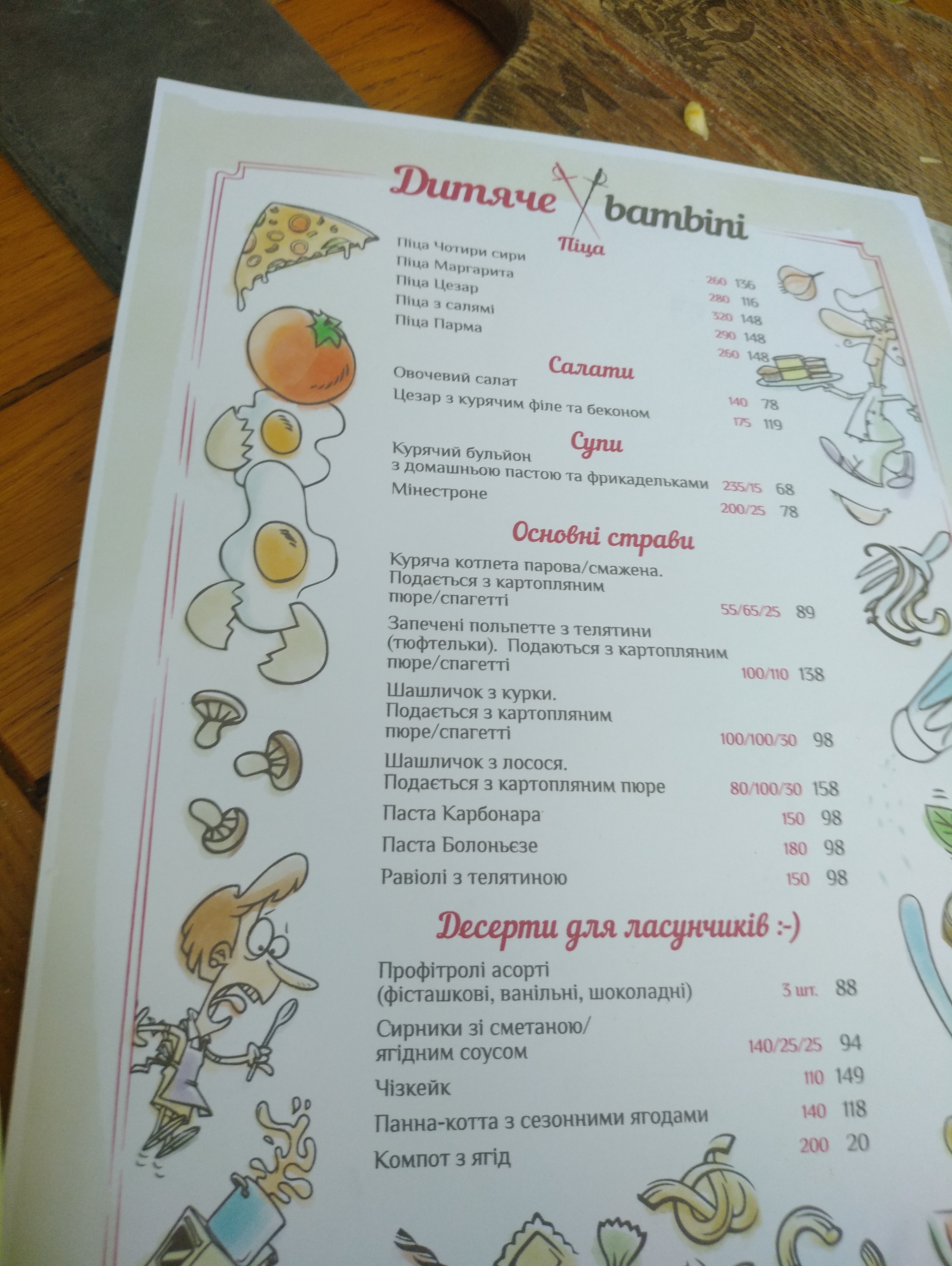 Montecchi vs Capuleti menu 10