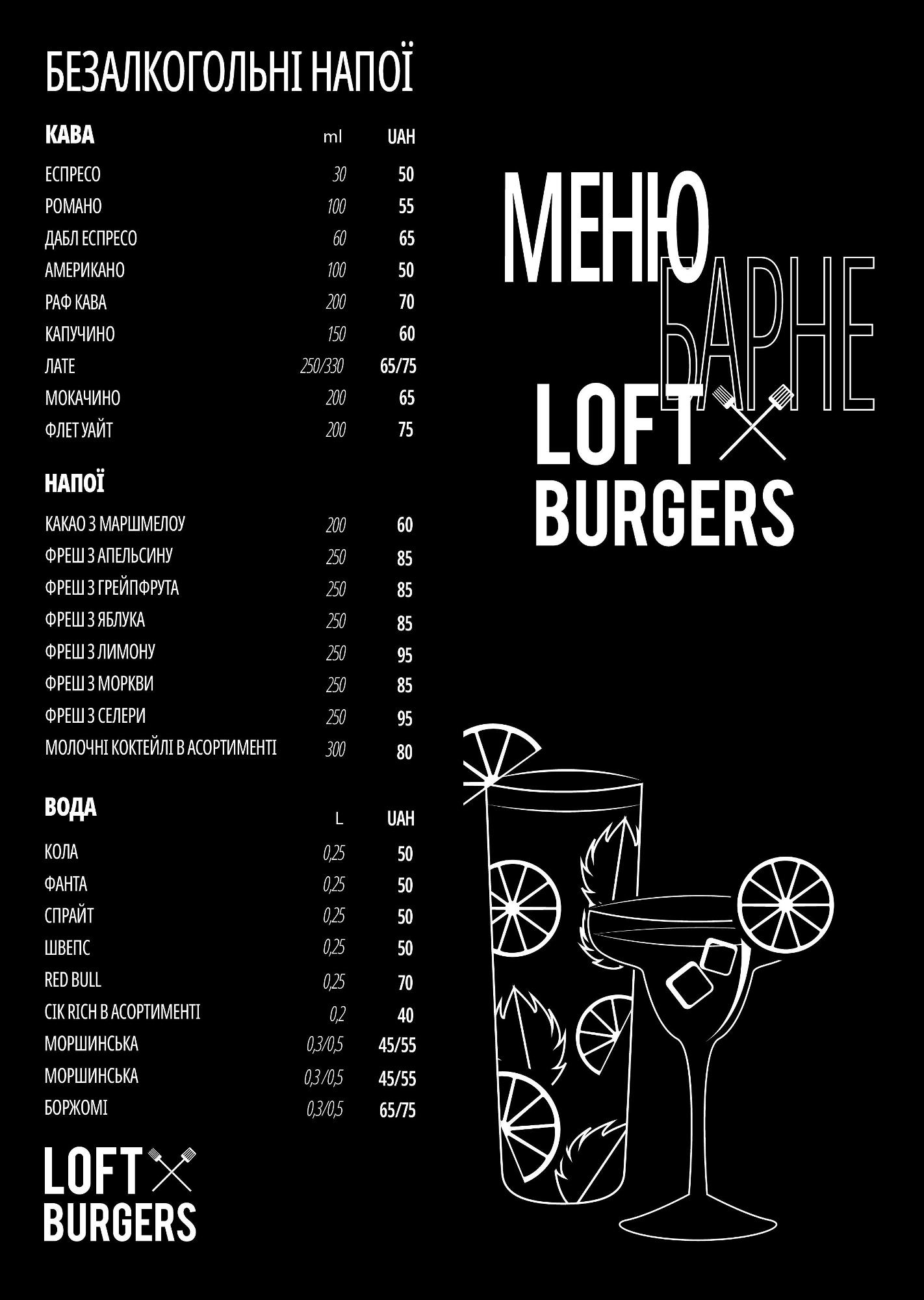 Loft Burgers menu 3